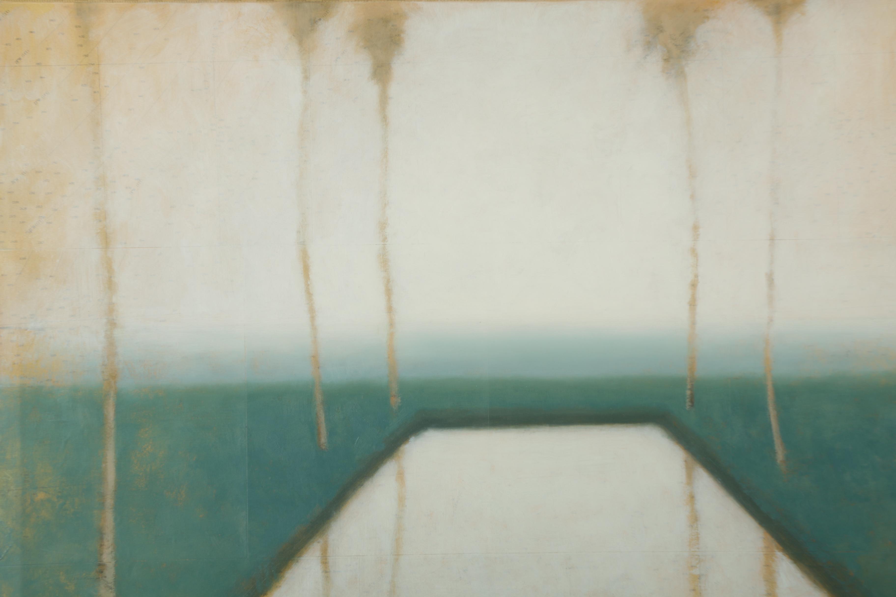 Ron Richmond Oil Painting on Map "Navigation No. 15"