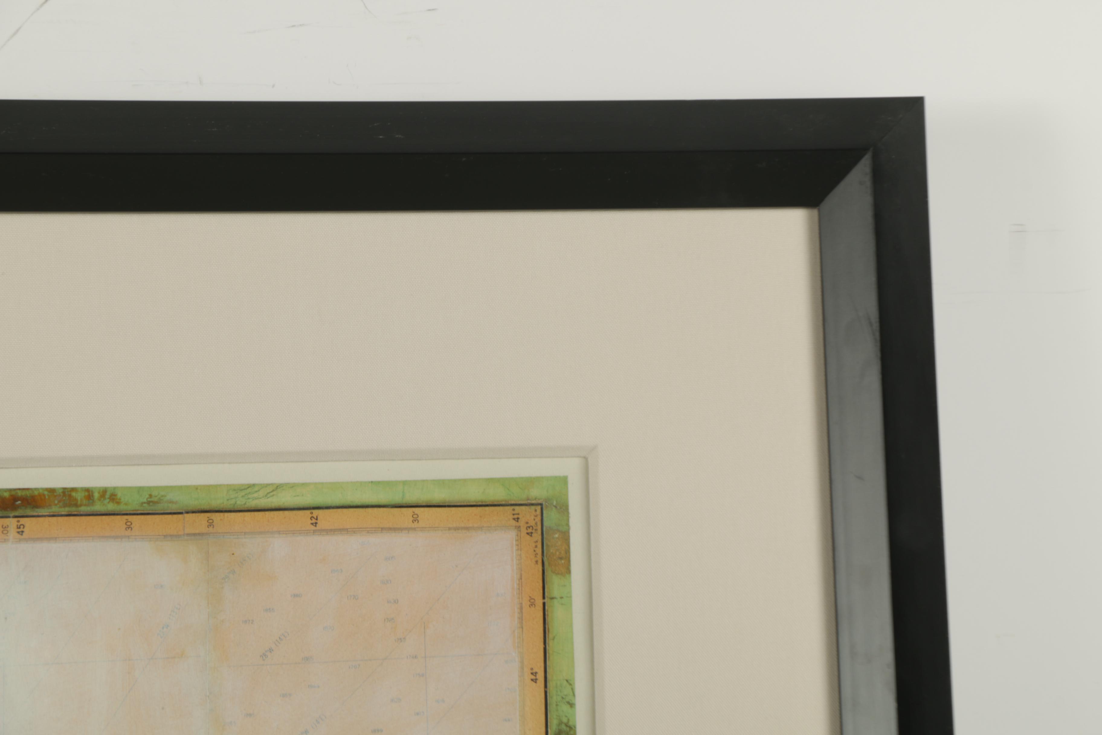 Ron Richmond Oil Painting on Map "Navigation No. 15"