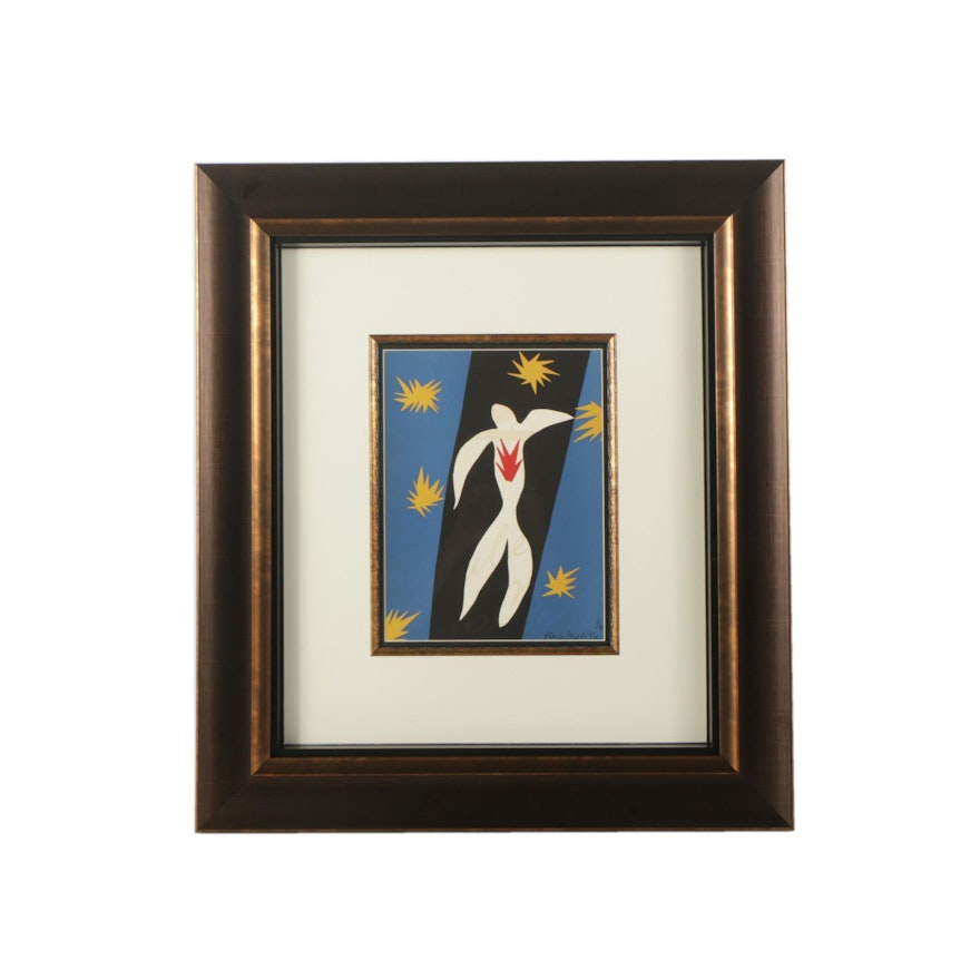 Framed Lithograph After Henri Matisse "La Chute d'Icare"