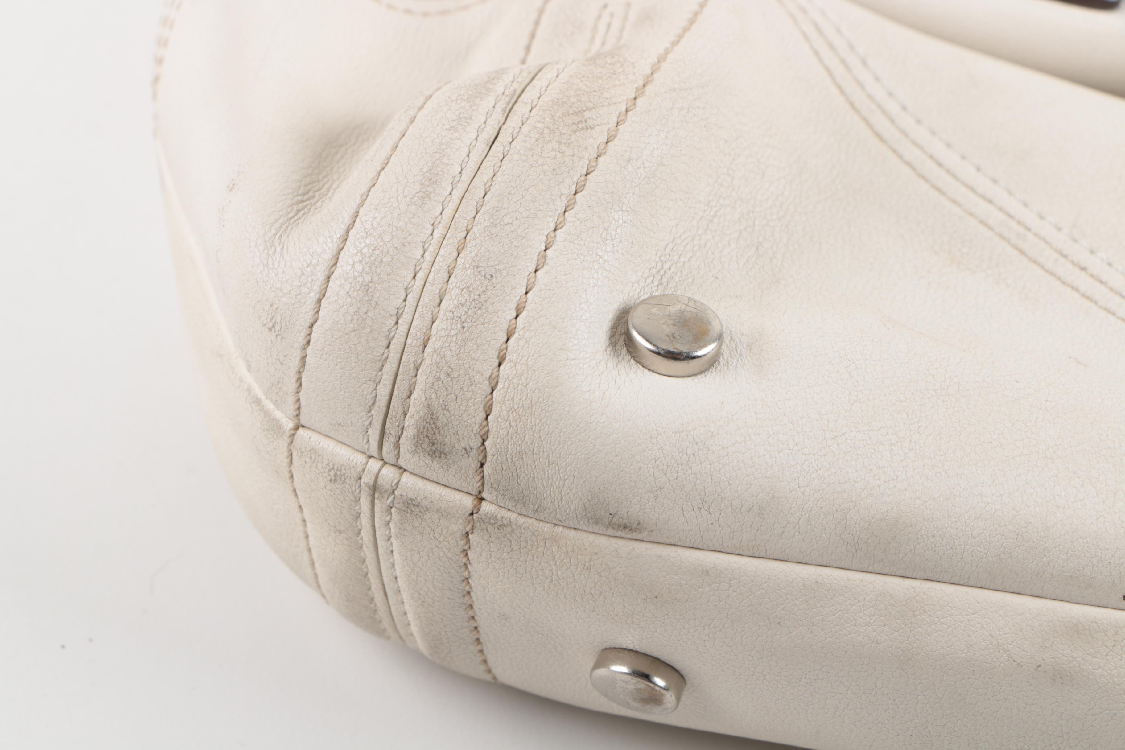 Vintage Coach Soho White Leather Flap Satchel