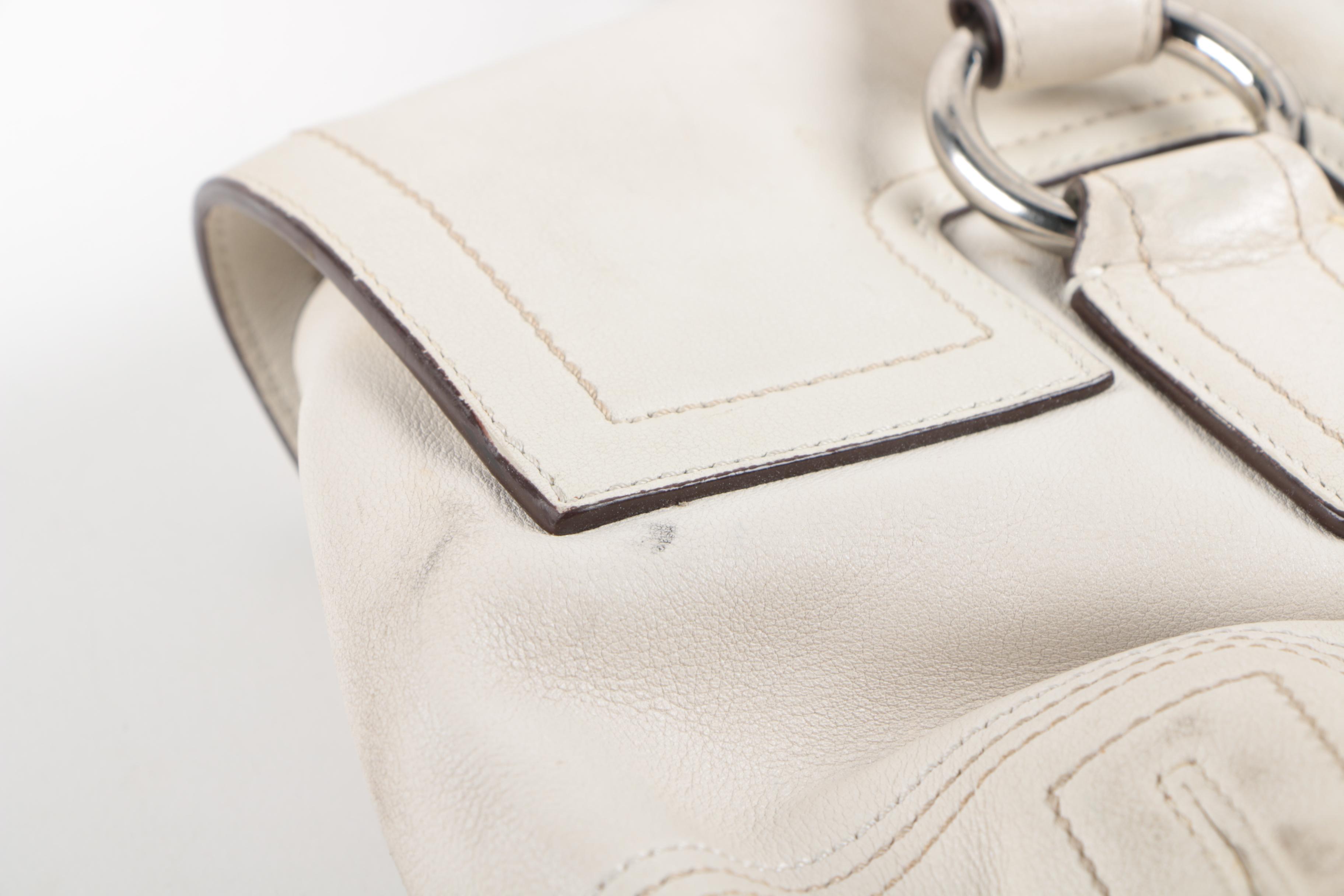 Vintage Coach Soho White Leather Flap Satchel