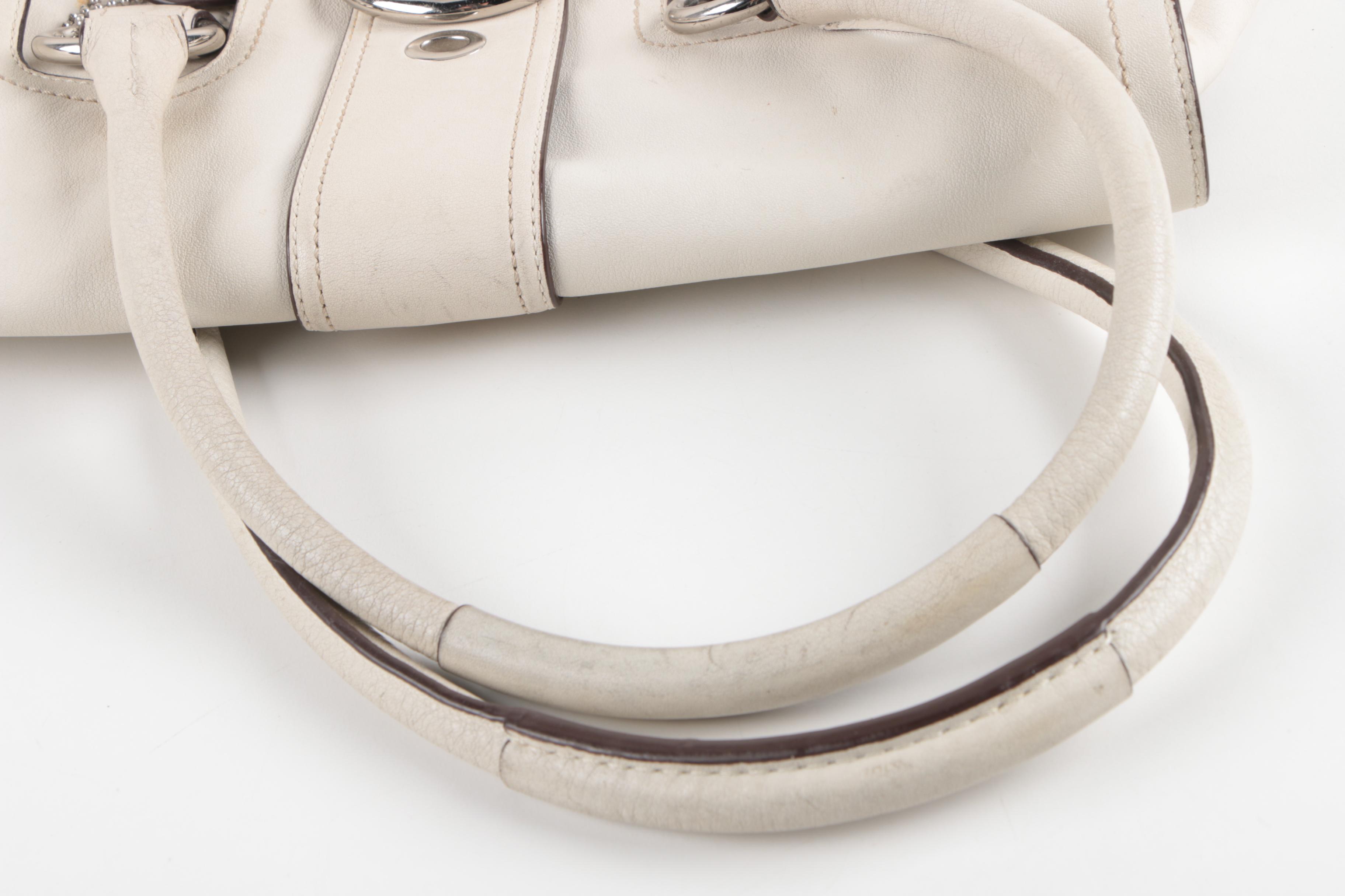 Vintage Coach Soho White Leather Flap Satchel