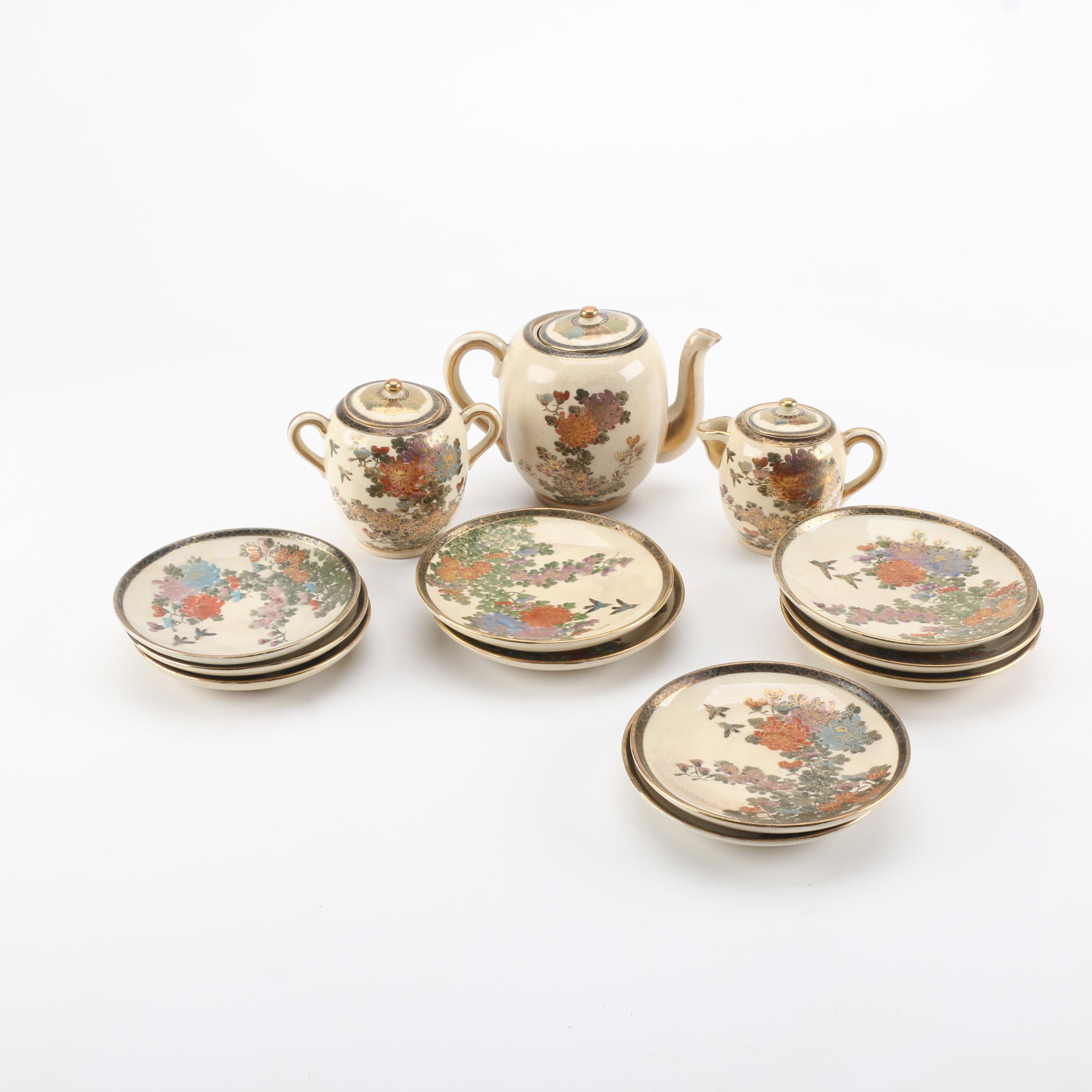 Hand-painted Japanese "Kutani" Porcelain Tableware