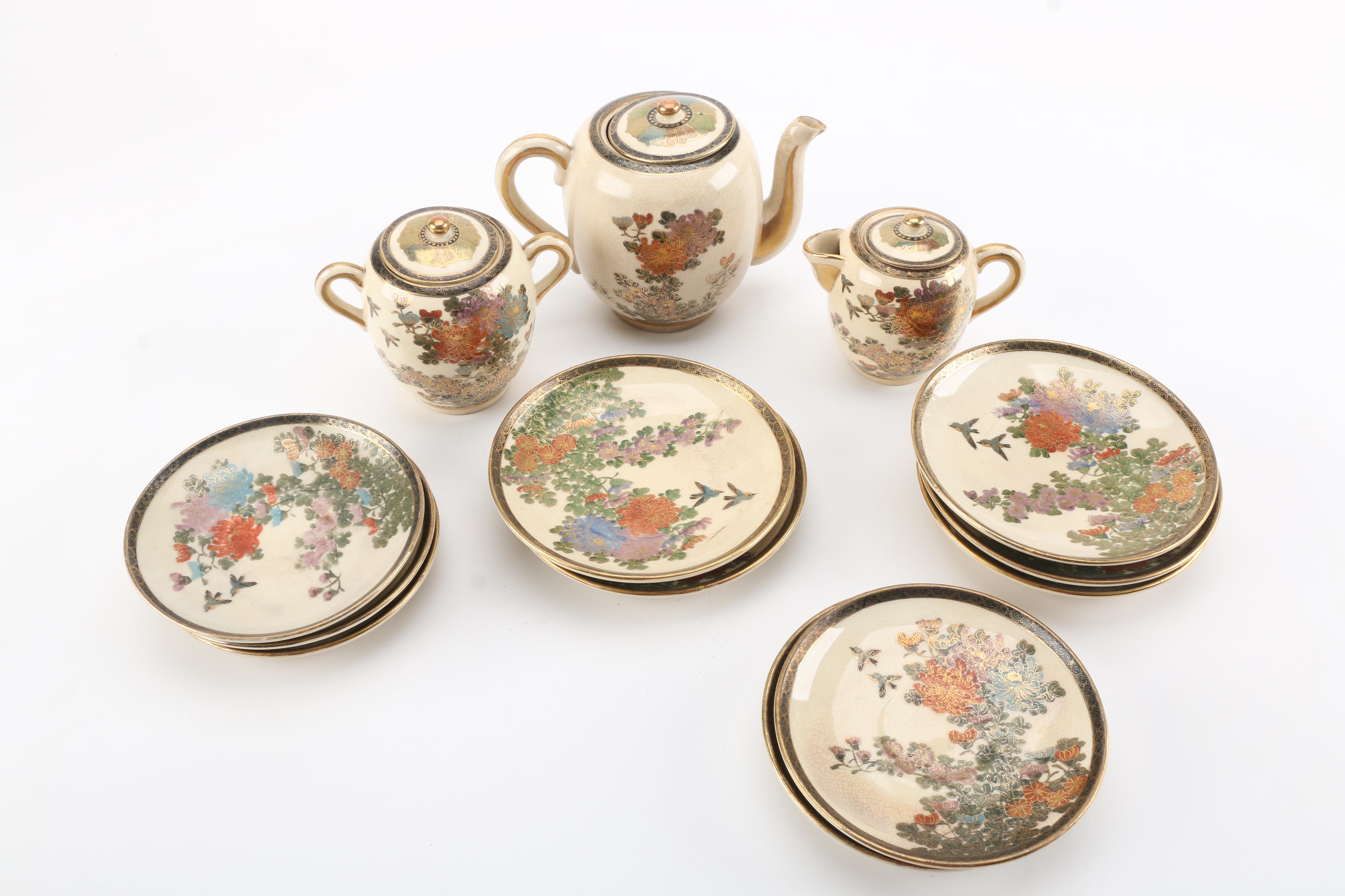 Hand-painted Japanese "Kutani" Porcelain Tableware