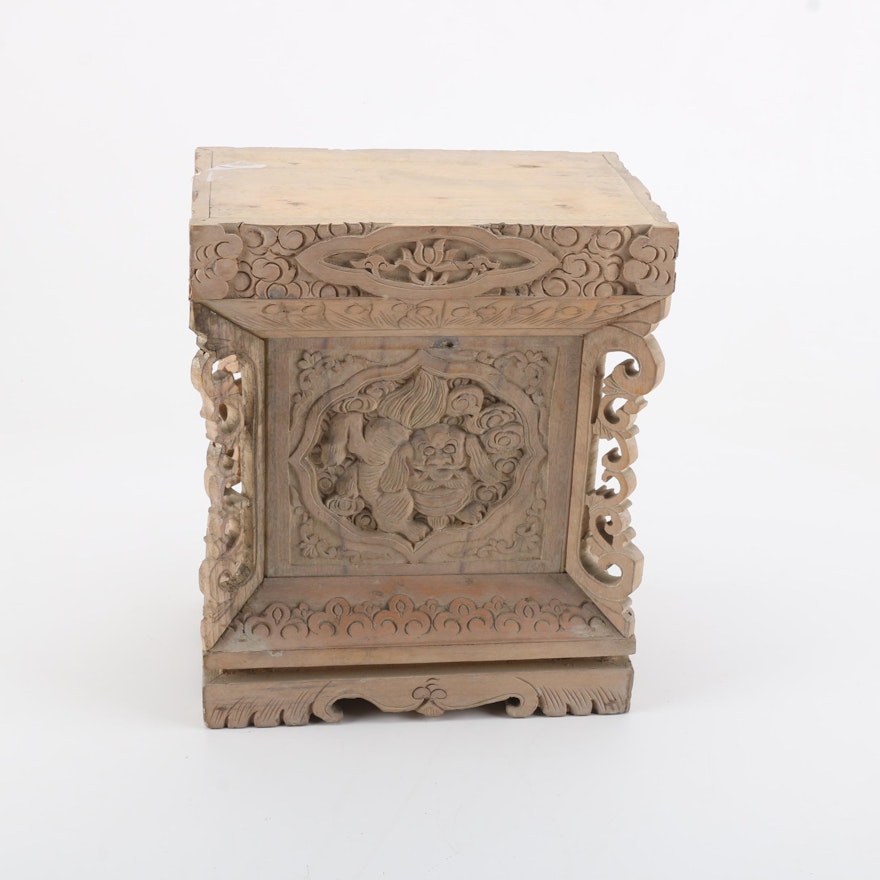 Chinese Carved Wooden Pedestal