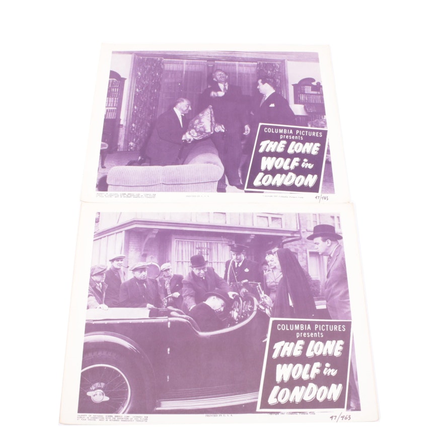 Vintage "The Lone Wolf in London" Feature Film Lobby Cards