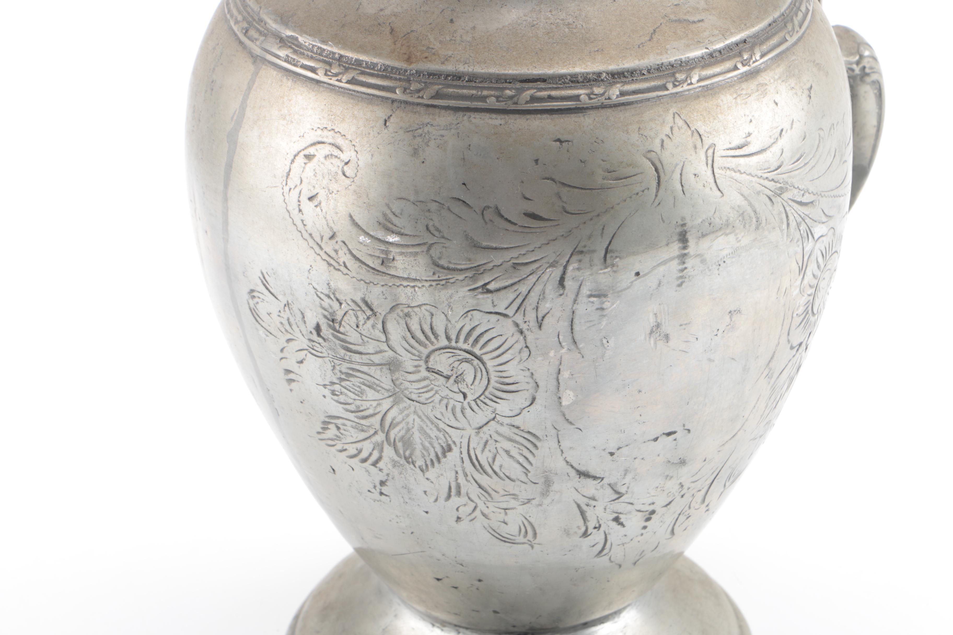 Antique Ergarte Portuguese Pewter Pitcher