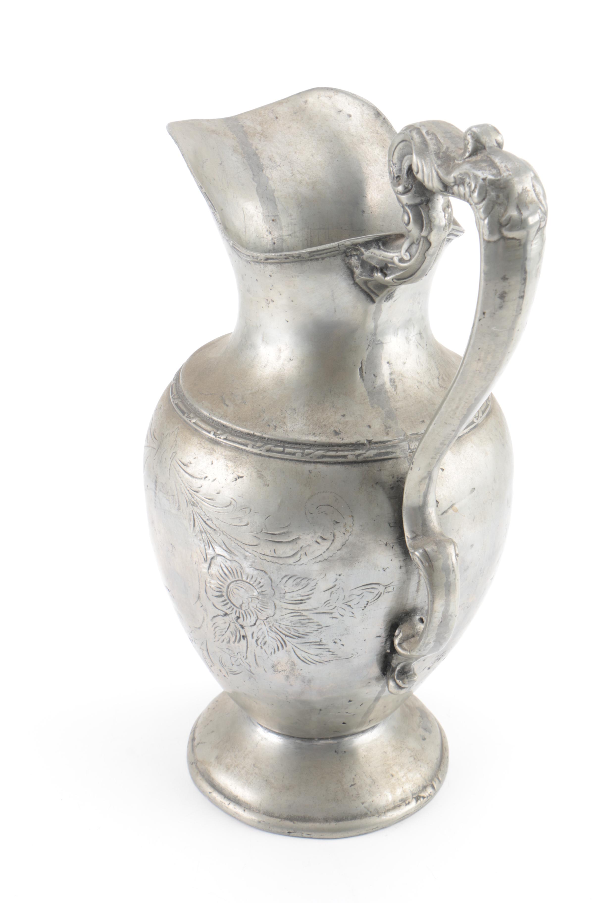 Antique Ergarte Portuguese Pewter Pitcher