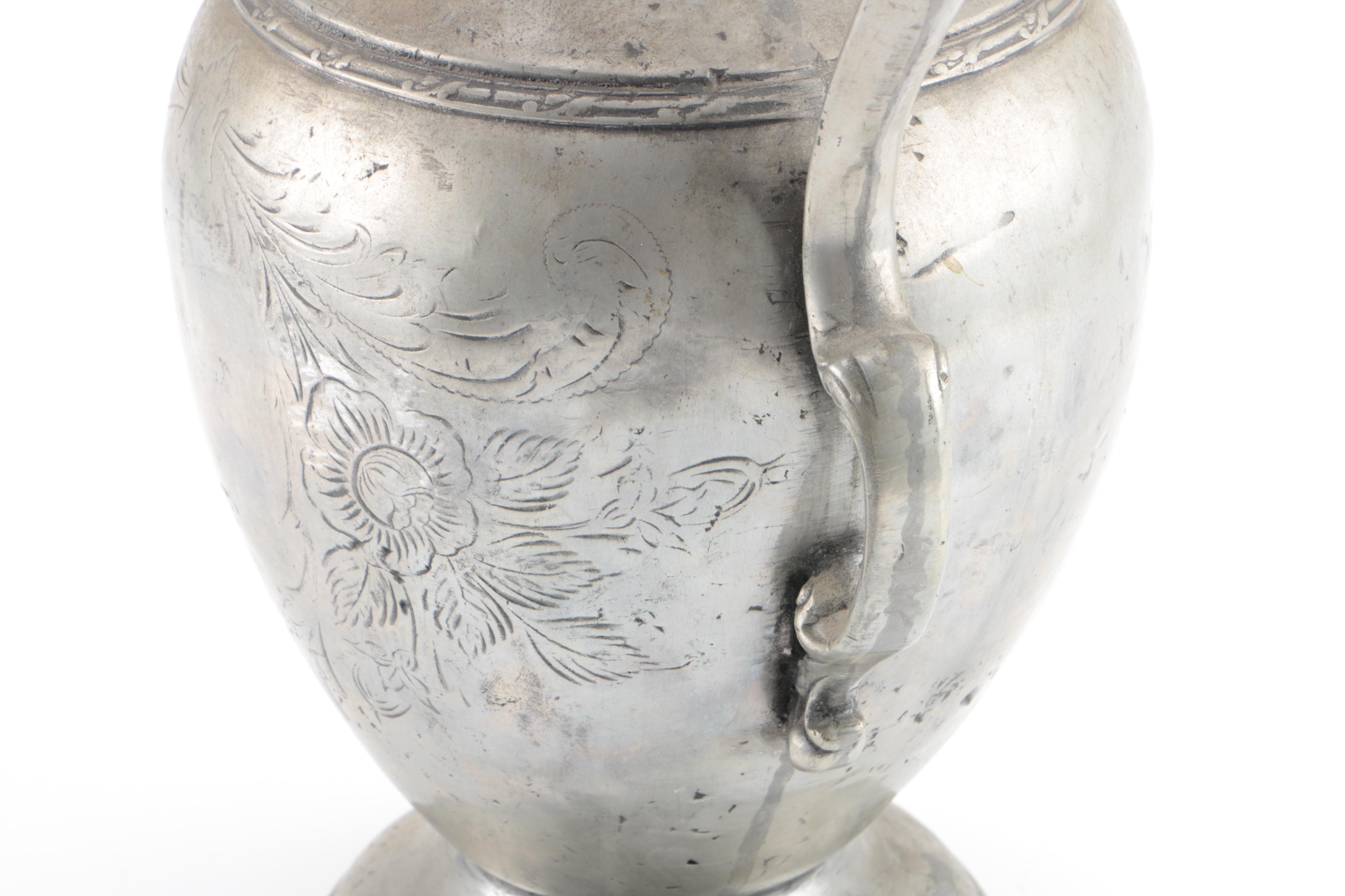 Antique Ergarte Portuguese Pewter Pitcher