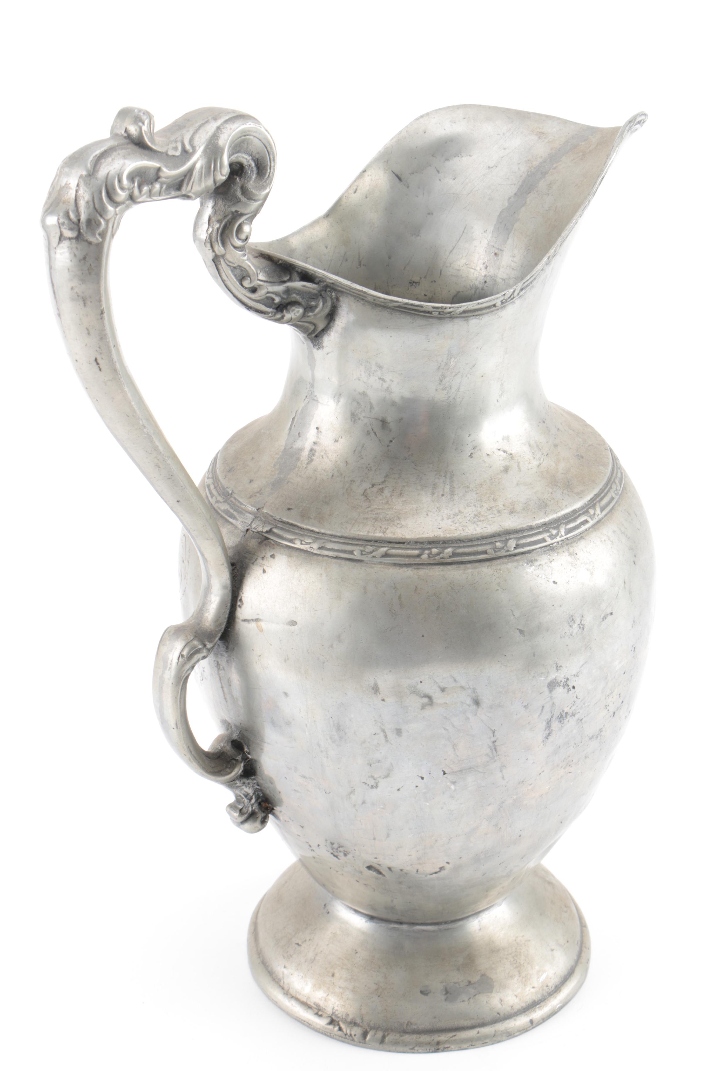 Antique Ergarte Portuguese Pewter Pitcher