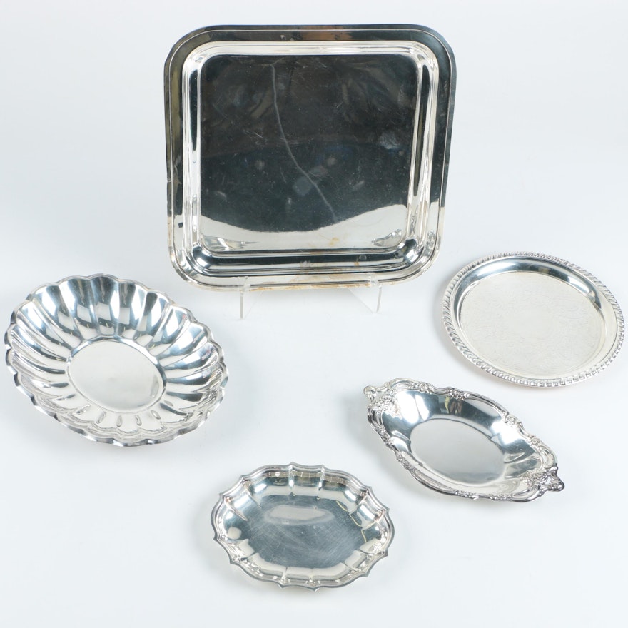 Community, Leonard, Reed & Barton, and Other Silver Plate Serving Trays