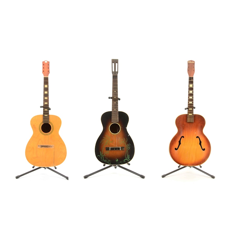 Vintage Acoustic Guitars By Silvertone, Sears Roebuck, and Kay