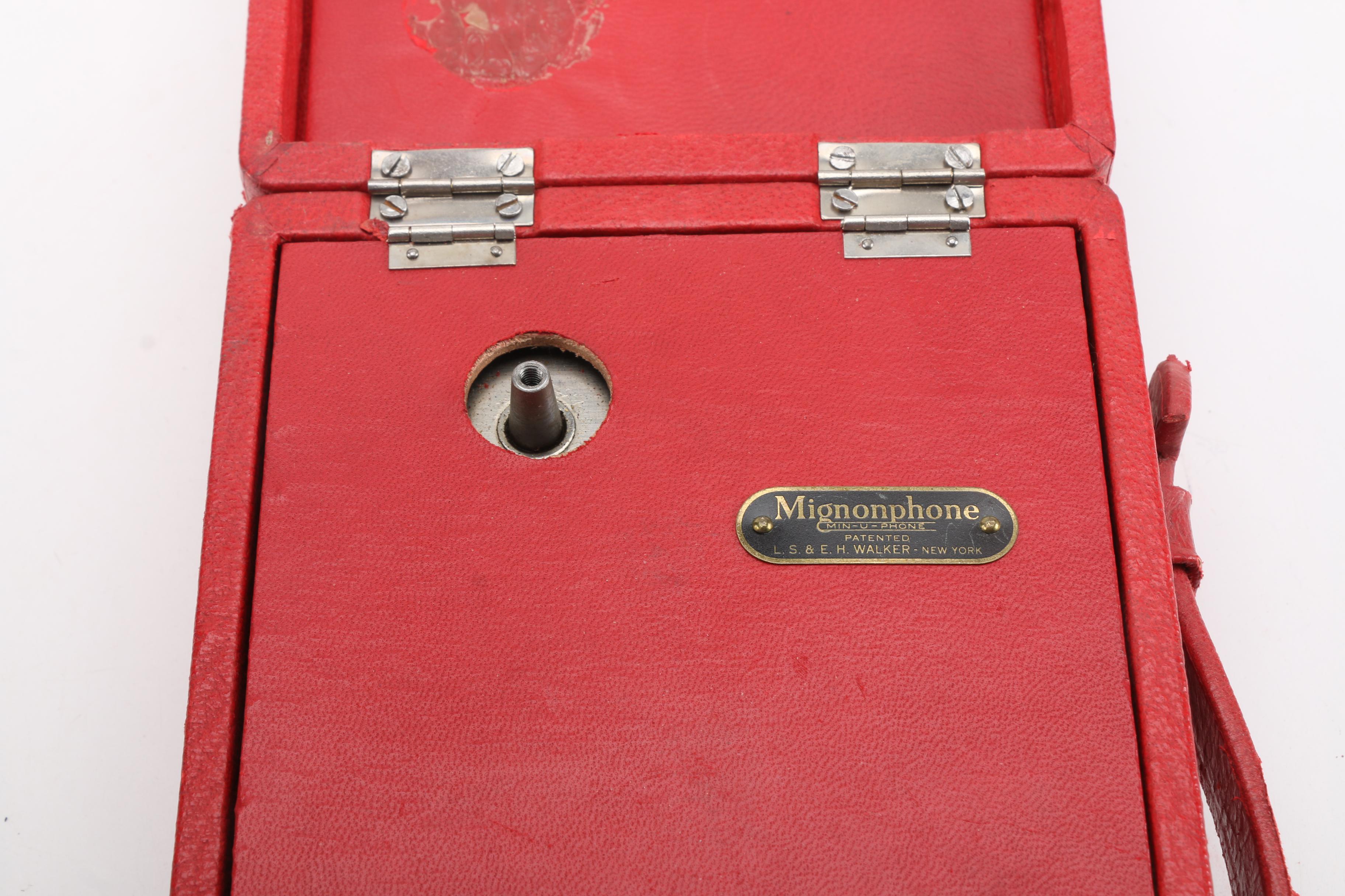 Vintage L.S. & E.H. Walker Mignonphone Miniature Portable Phonograph Player