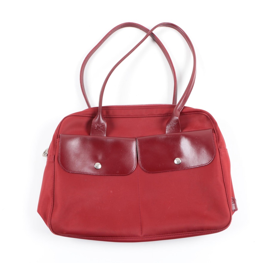 Longchamp Red Nylon and Leather Tote