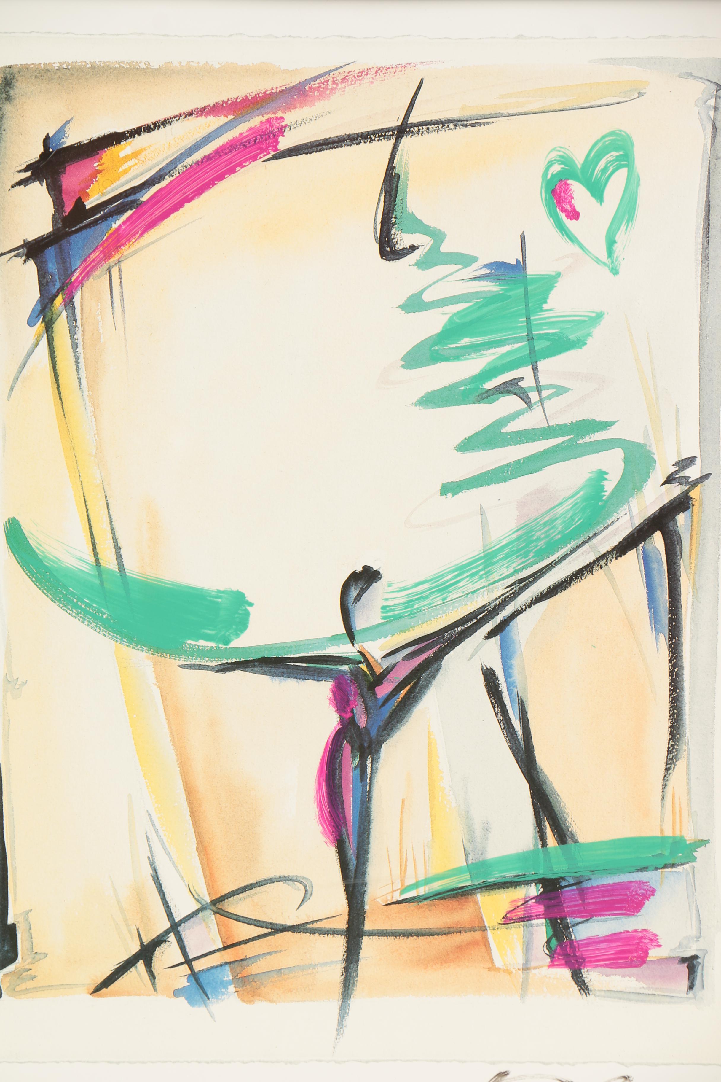 Alfred Gockel Embellished Offset Lithograph Print "Flamenco"