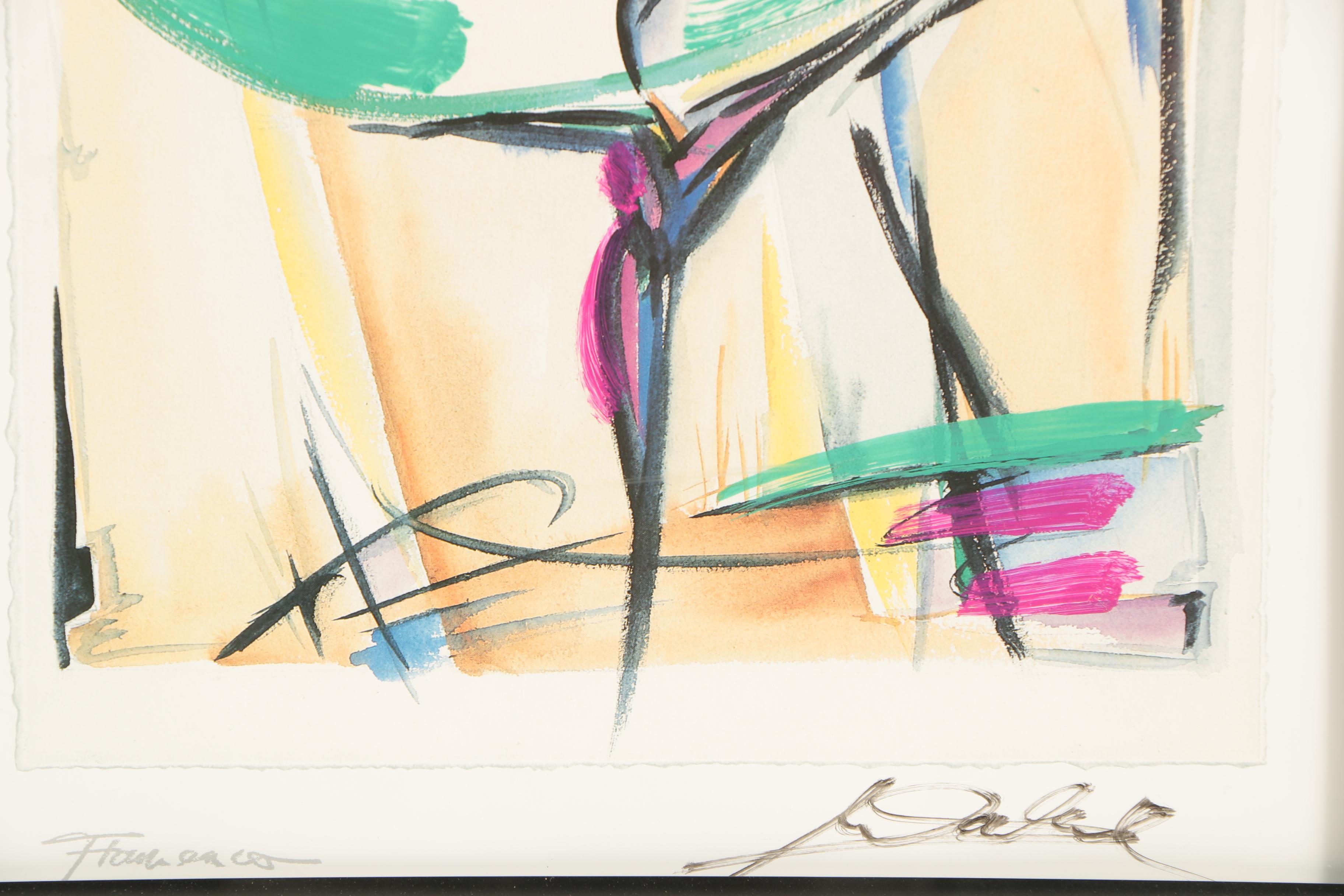 Alfred Gockel Embellished Offset Lithograph Print "Flamenco"