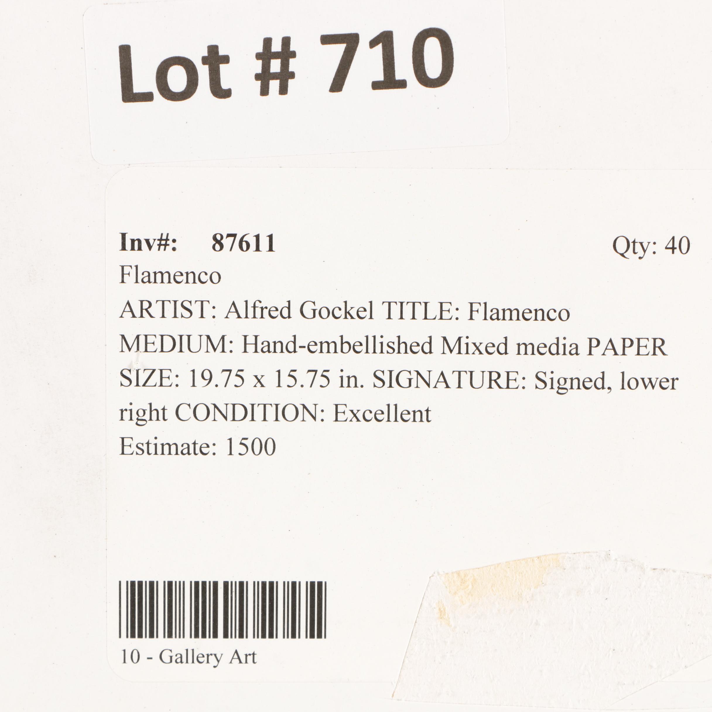 Alfred Gockel Embellished Offset Lithograph Print "Flamenco"