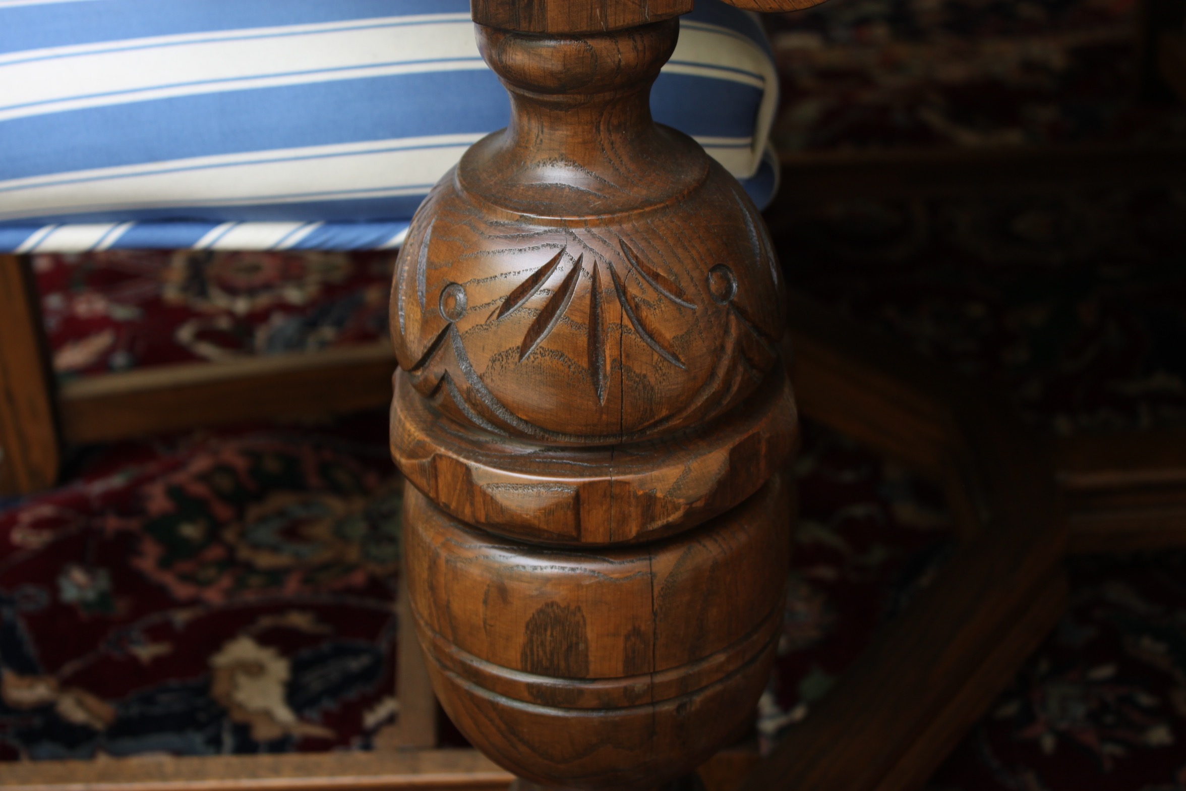 Vintage Tudor Revival Oak Dining Table And Ten Chairs
