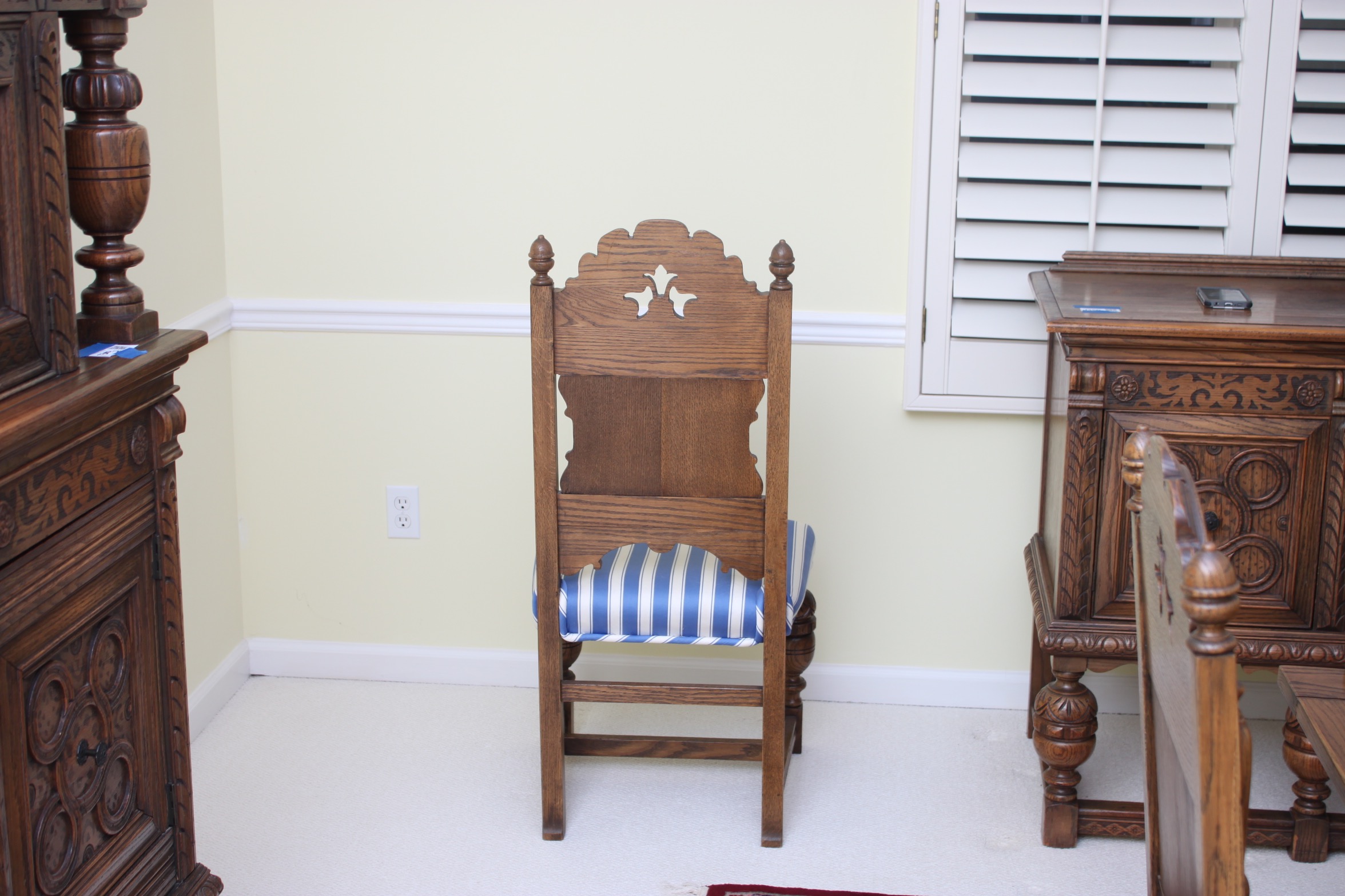 Vintage Tudor Revival Oak Dining Table And Ten Chairs