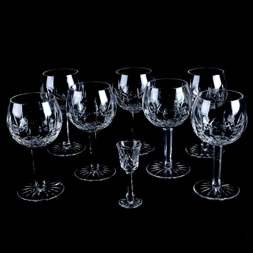 Waterford Crystal "Lismore" Oversize Wine Glasses and "Ballyshannon" Glass