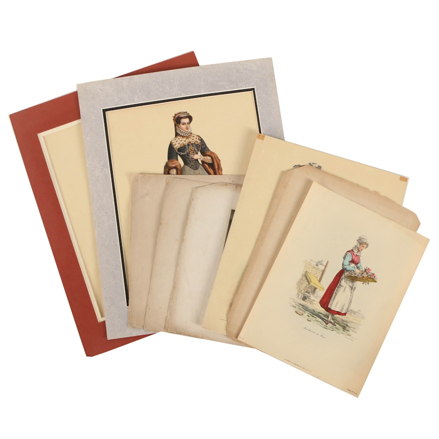 Reproduction Prints on Paper Including Fashion Plates