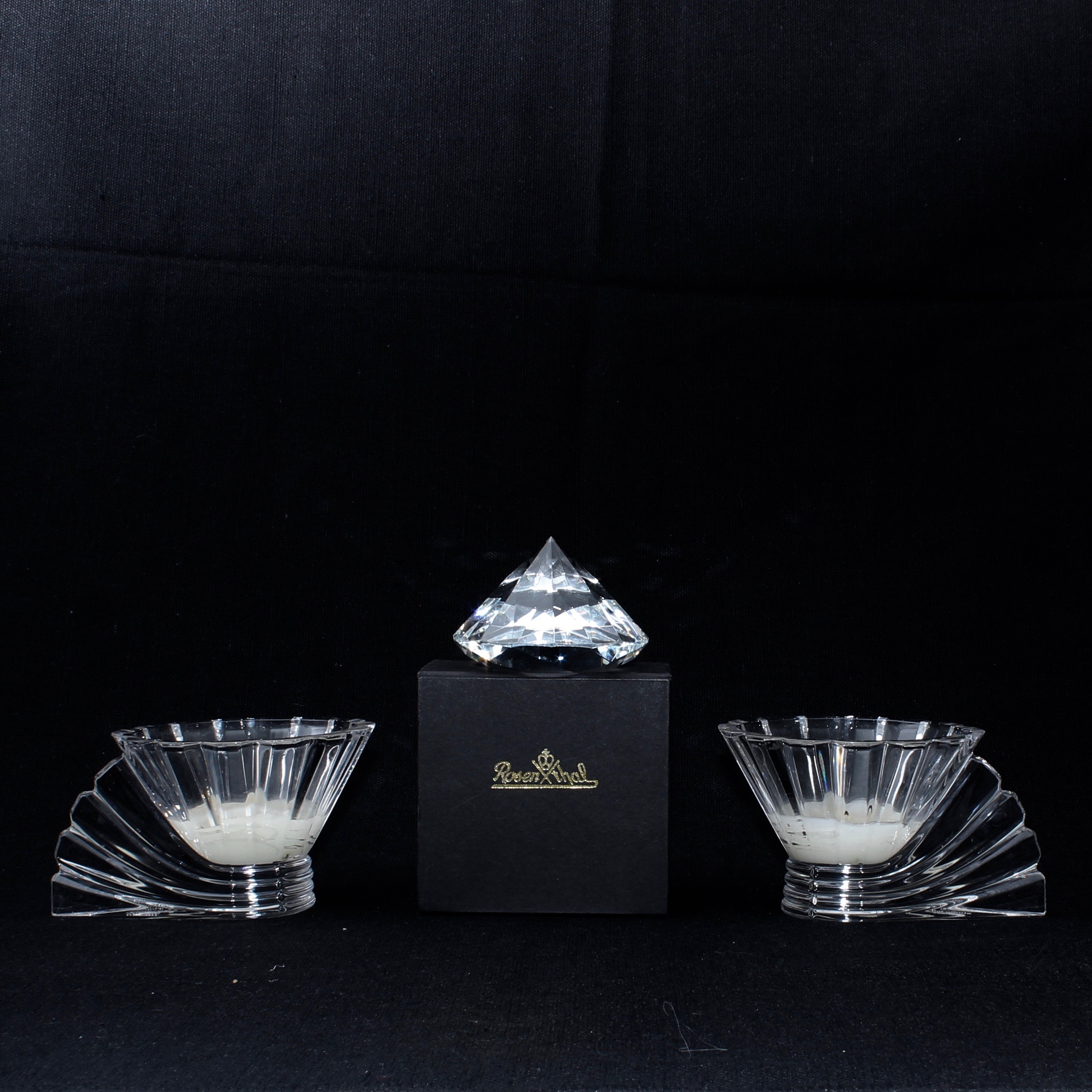Rosenthal Crystal Paperweight and Votives