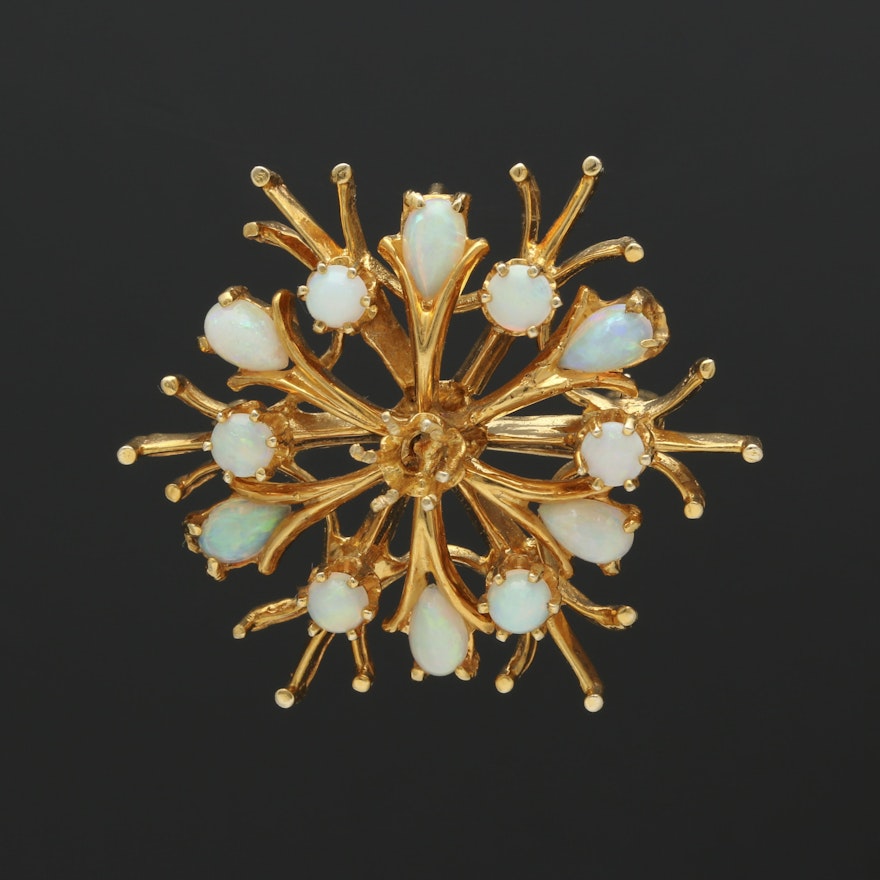 14K Yellow Gold Opal Convertible Brooch and Pendant