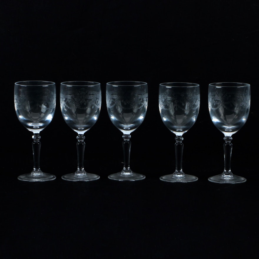 Cordial Glasses with Swag Motif