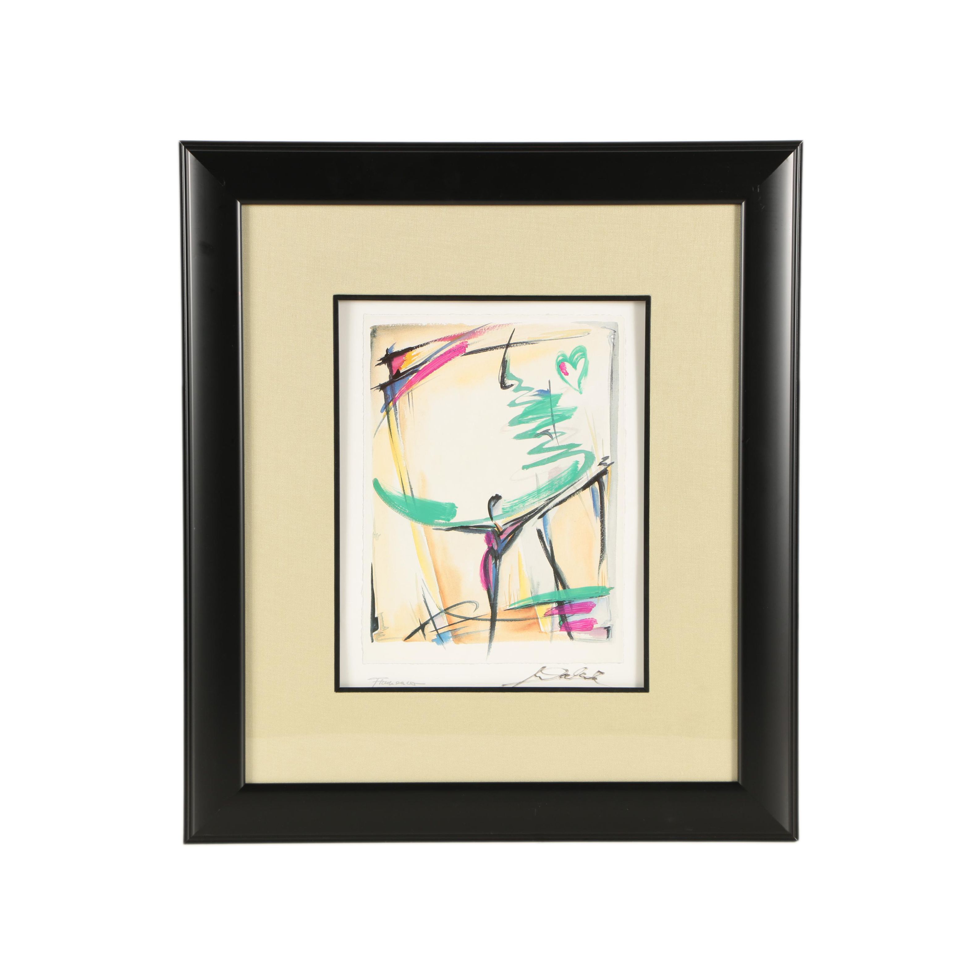 Alfred Gockel Embellished Offset Lithograph Print "Flamenco"