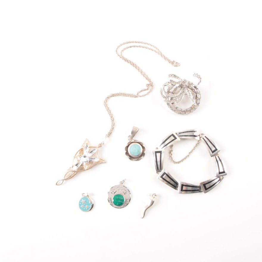 Collection of Sterling Silver Jewelry Featuring Pendants