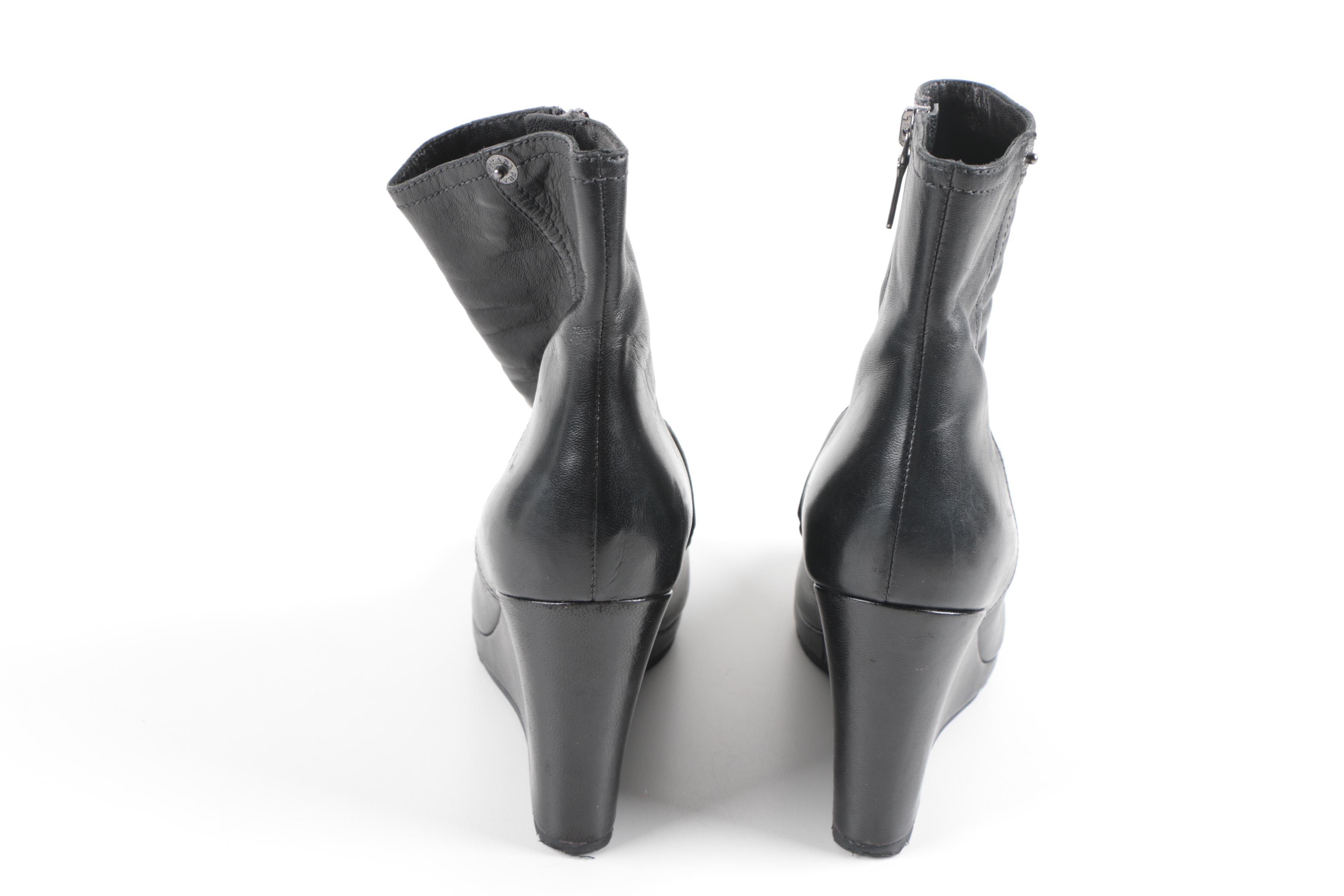 Prada Leather Platform Ankle Boots