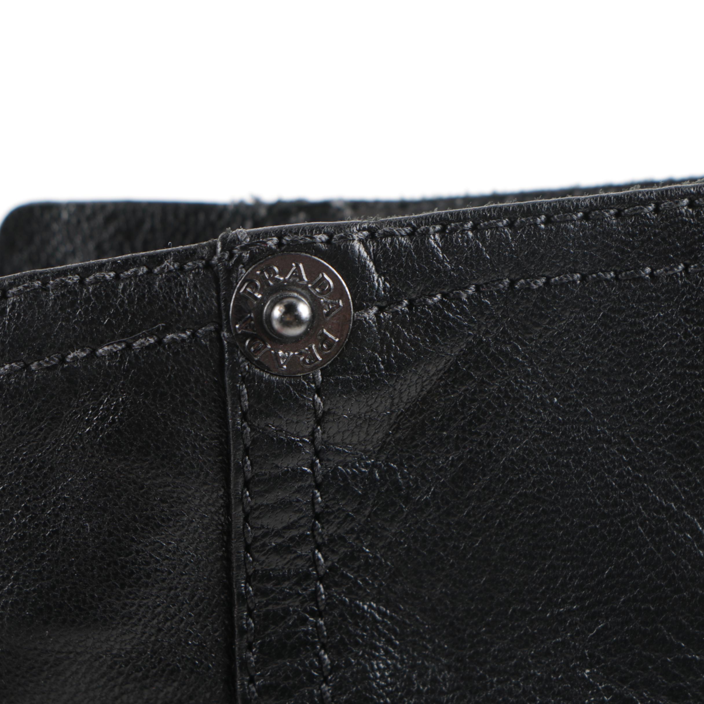 Prada Leather Platform Ankle Boots