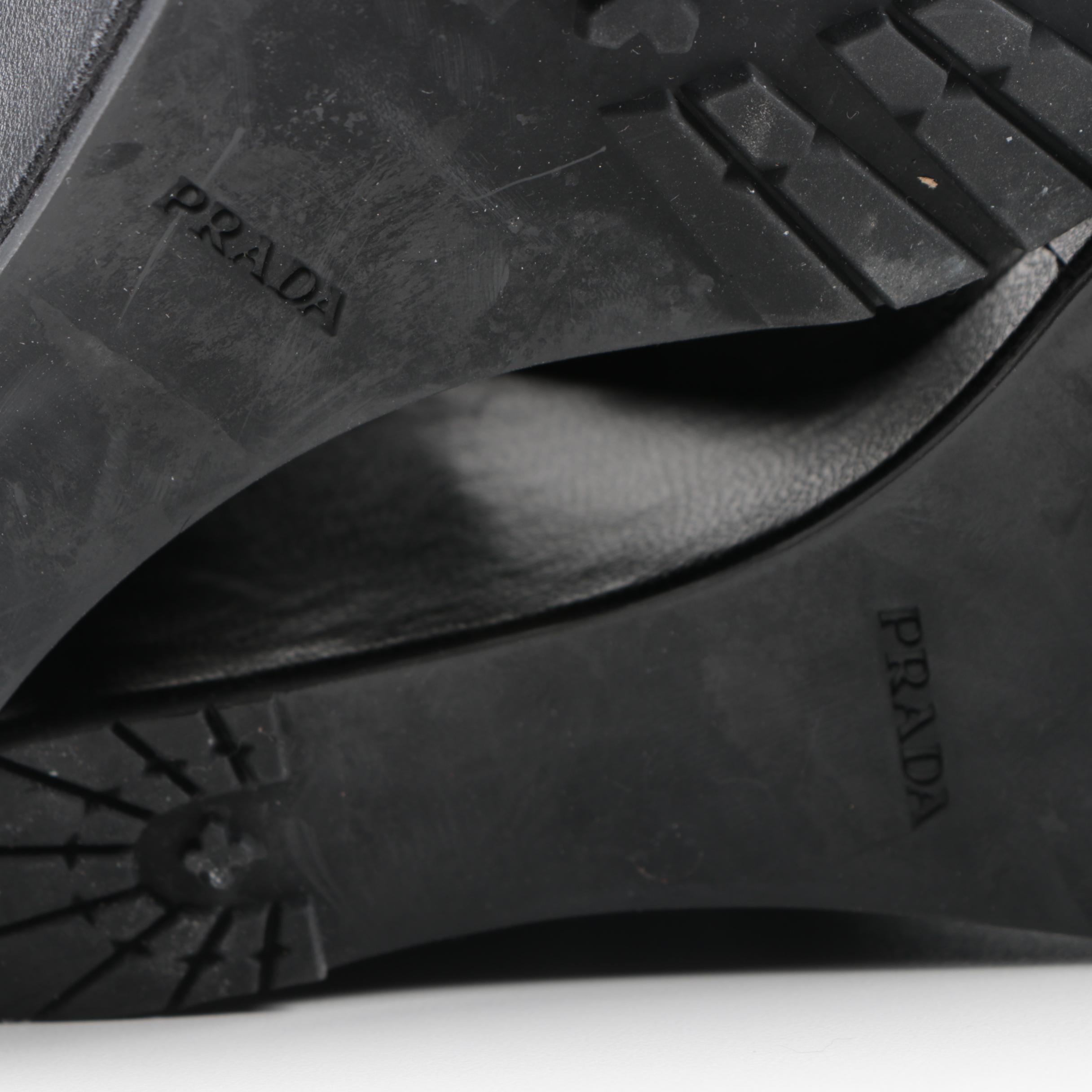 Prada Leather Platform Ankle Boots
