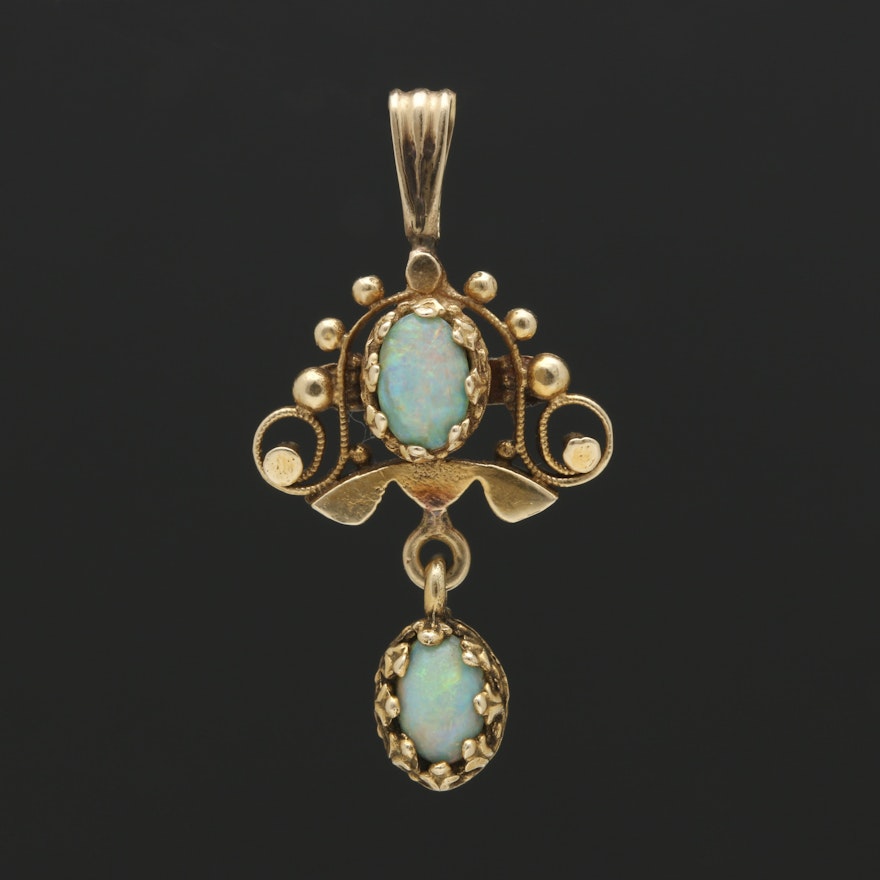 Victorian 14K Yellow Gold Opal Doublet Pendant