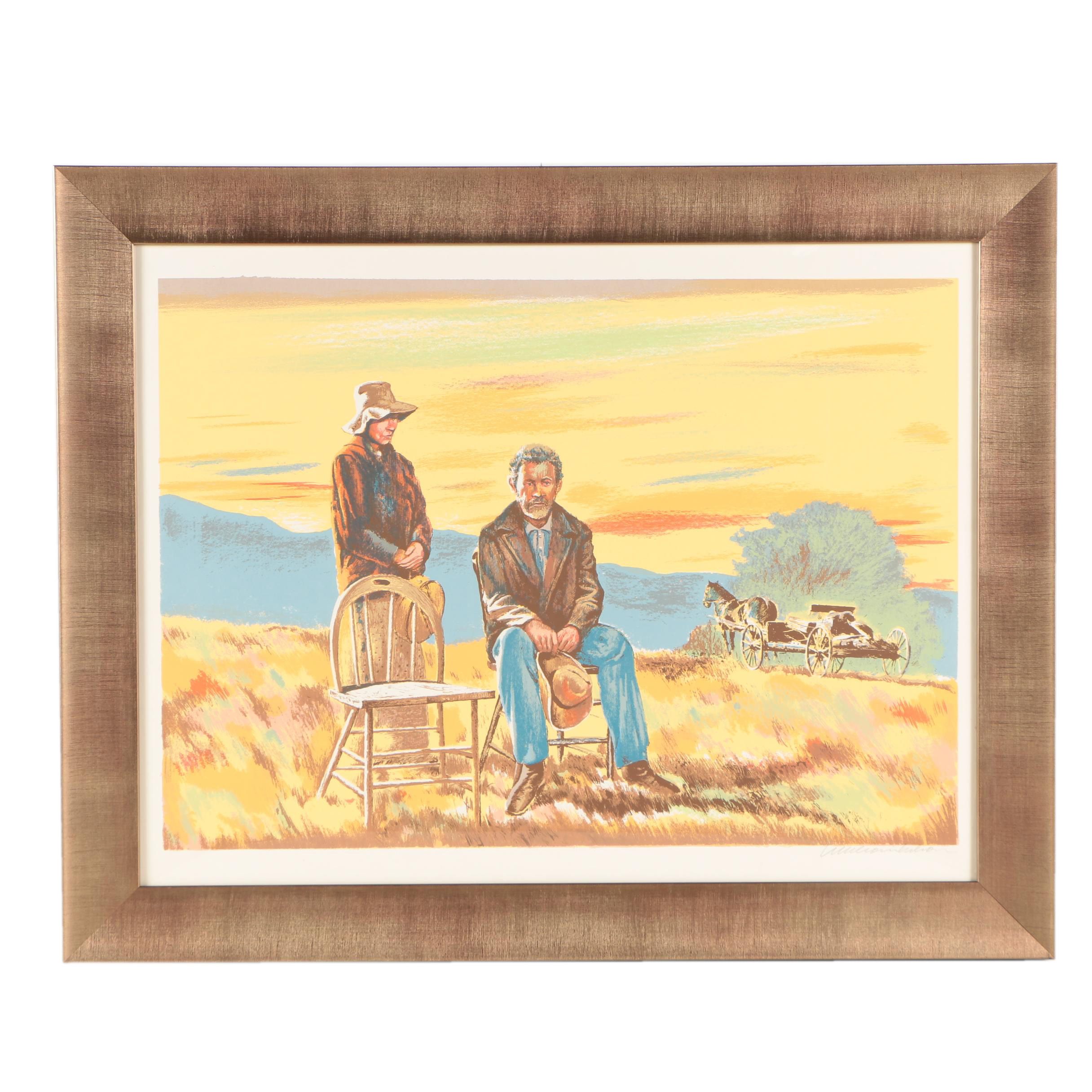 William Nelson Serigraph on Paper "The Homesteaders"