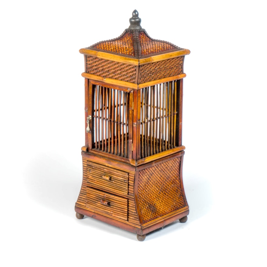 Wicker and Bamboo Decorative Bird Cage