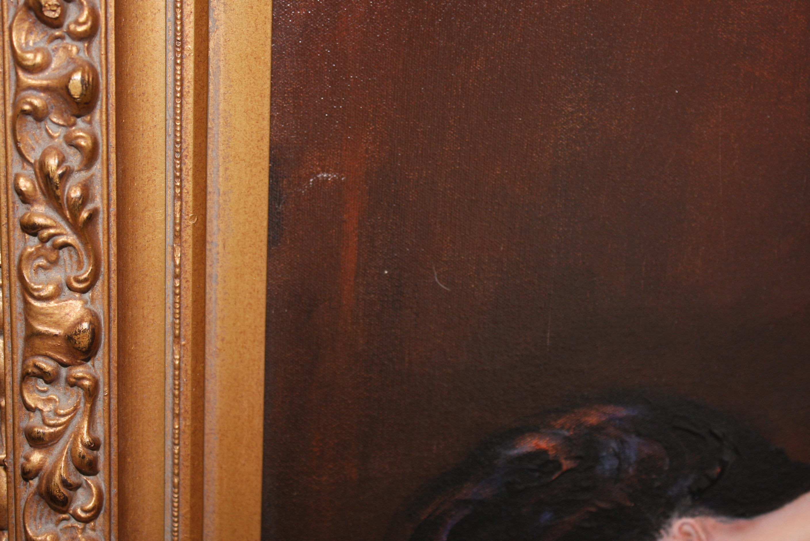 Amy Bornstein Acrylic Painting on Canvas of Woman Reaching to Pick up a Rose