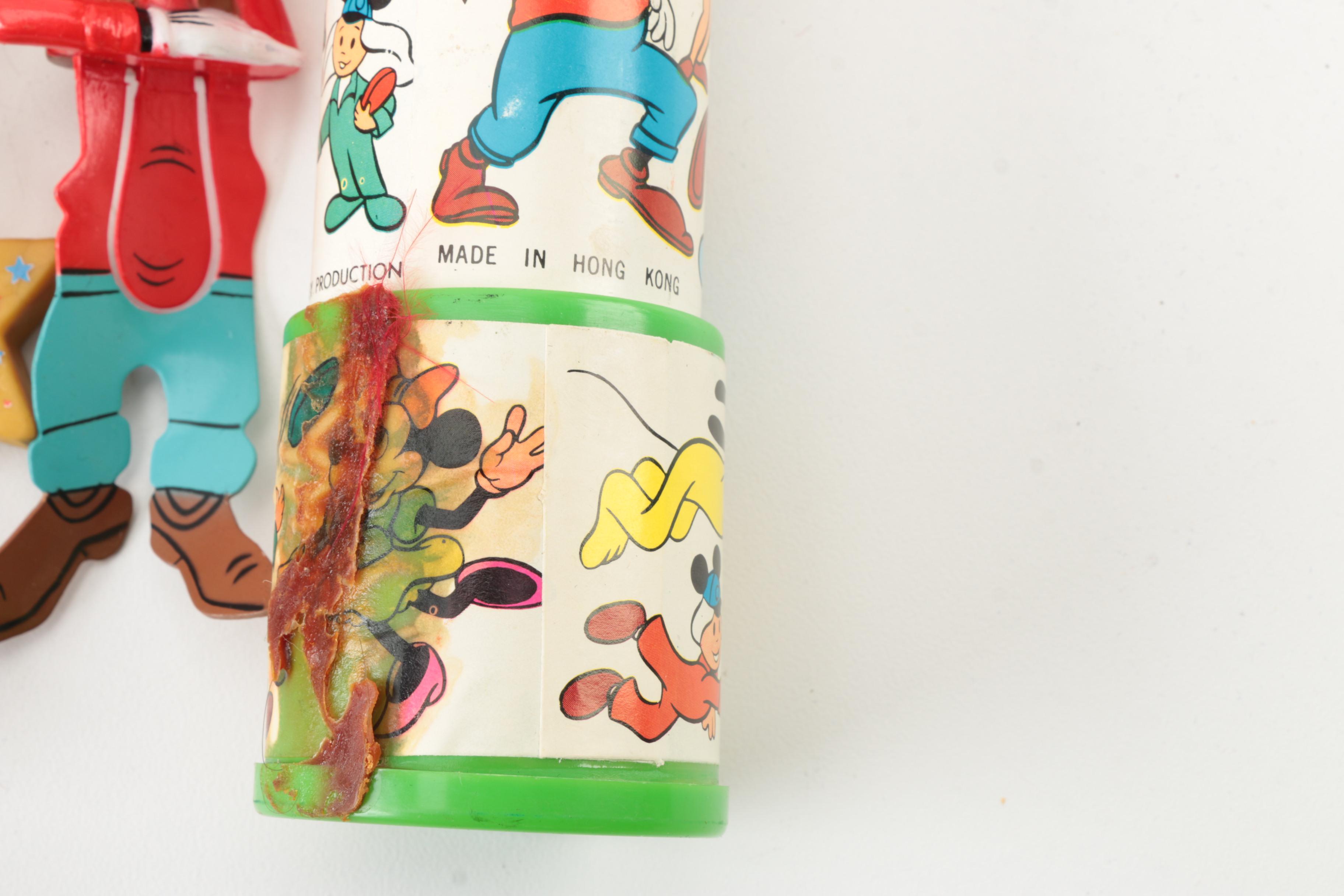 Disney Memorabilia Including Pens, Wall Clock, and More