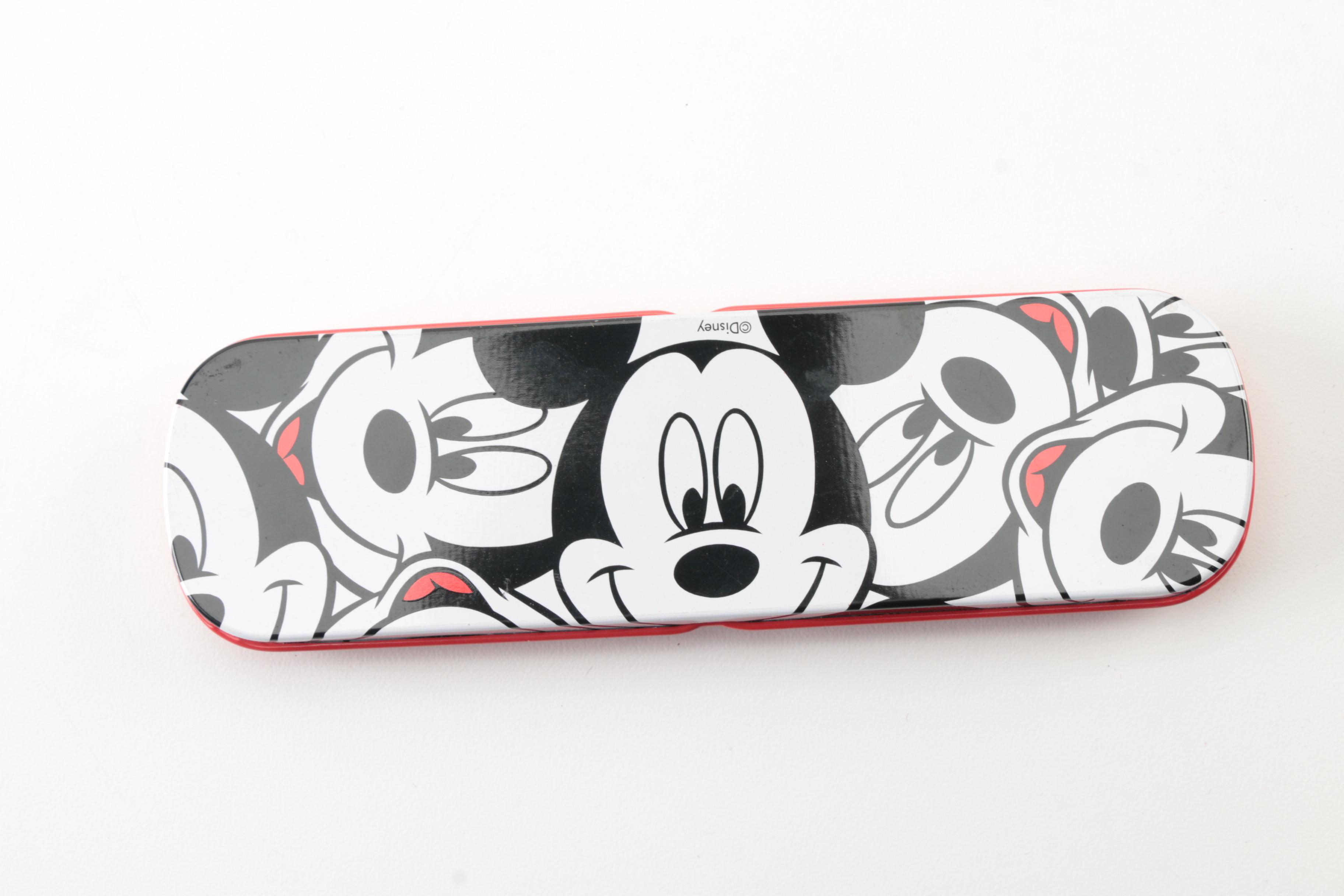 Disney Memorabilia Including Pens, Wall Clock, and More