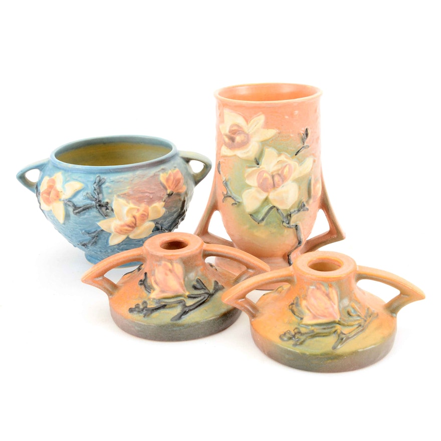 Collection of Roseville Pottery "Magnolia" Decor