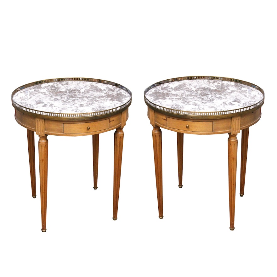Pair of Louis XVI Style Marble Topped Tables