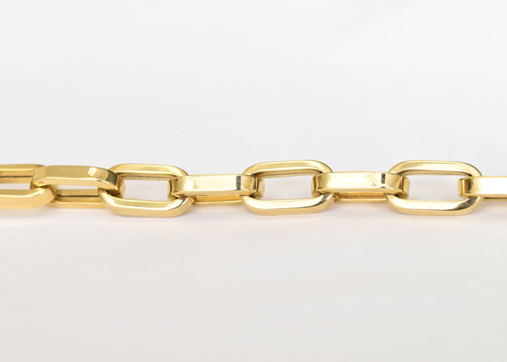 14K Yellow Gold Link Bracelet with Citrine End Caps From Italy