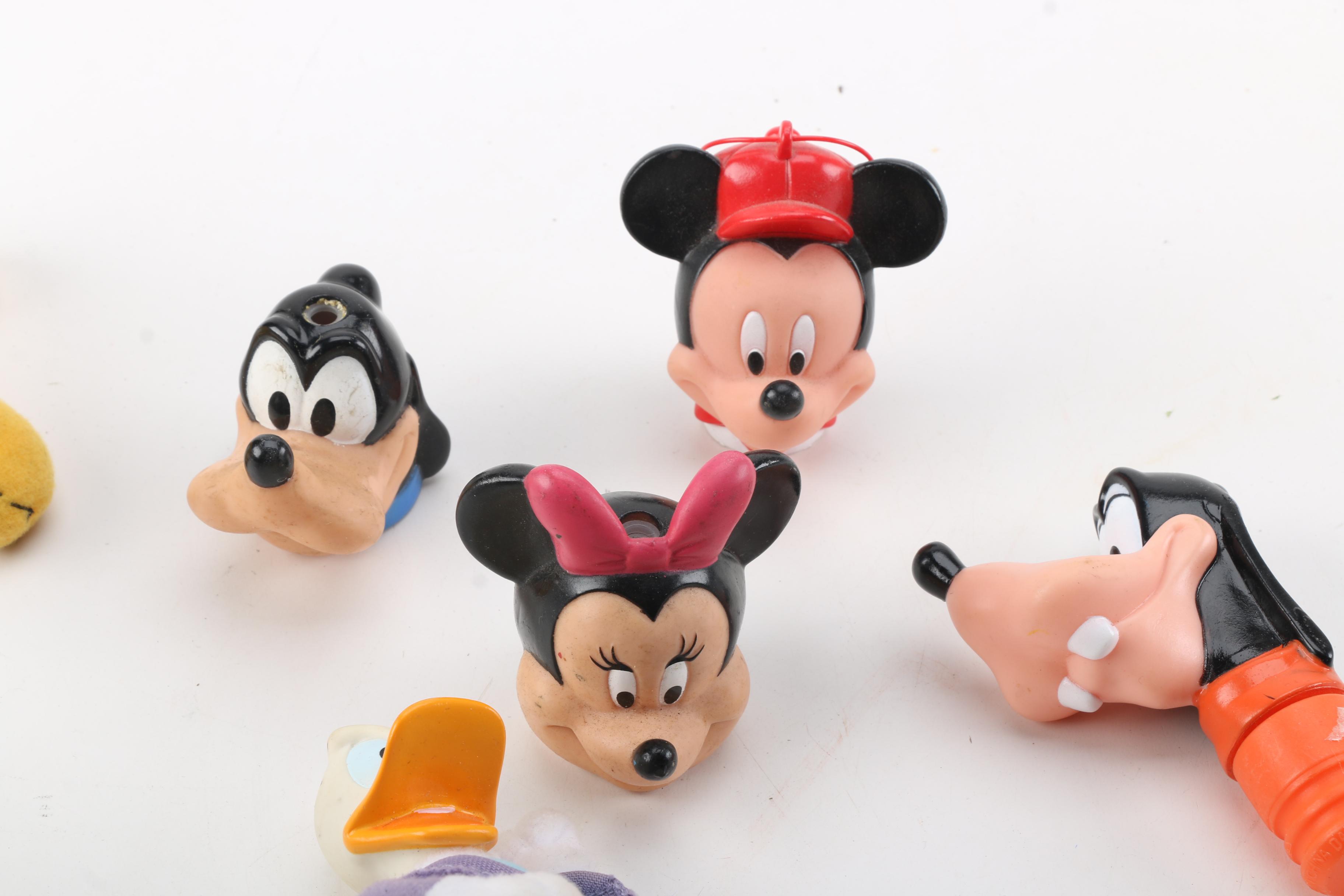 Disney Plush Figurines and Bottle Tops