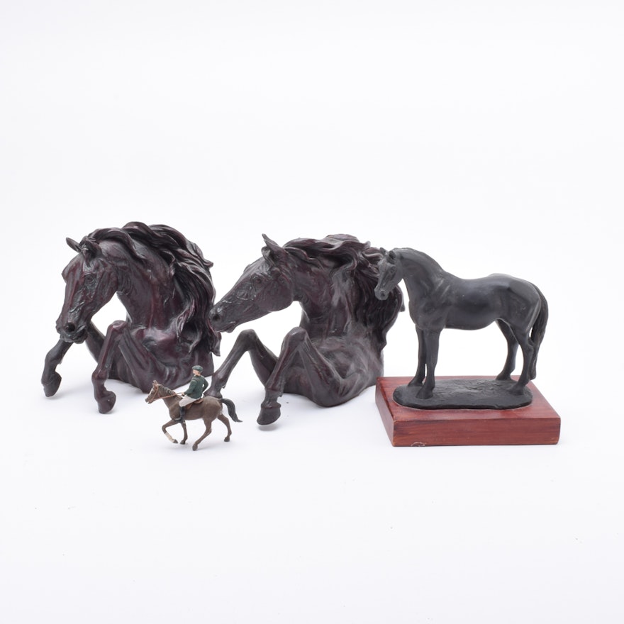 Horse-Themed Bookends and Figurines