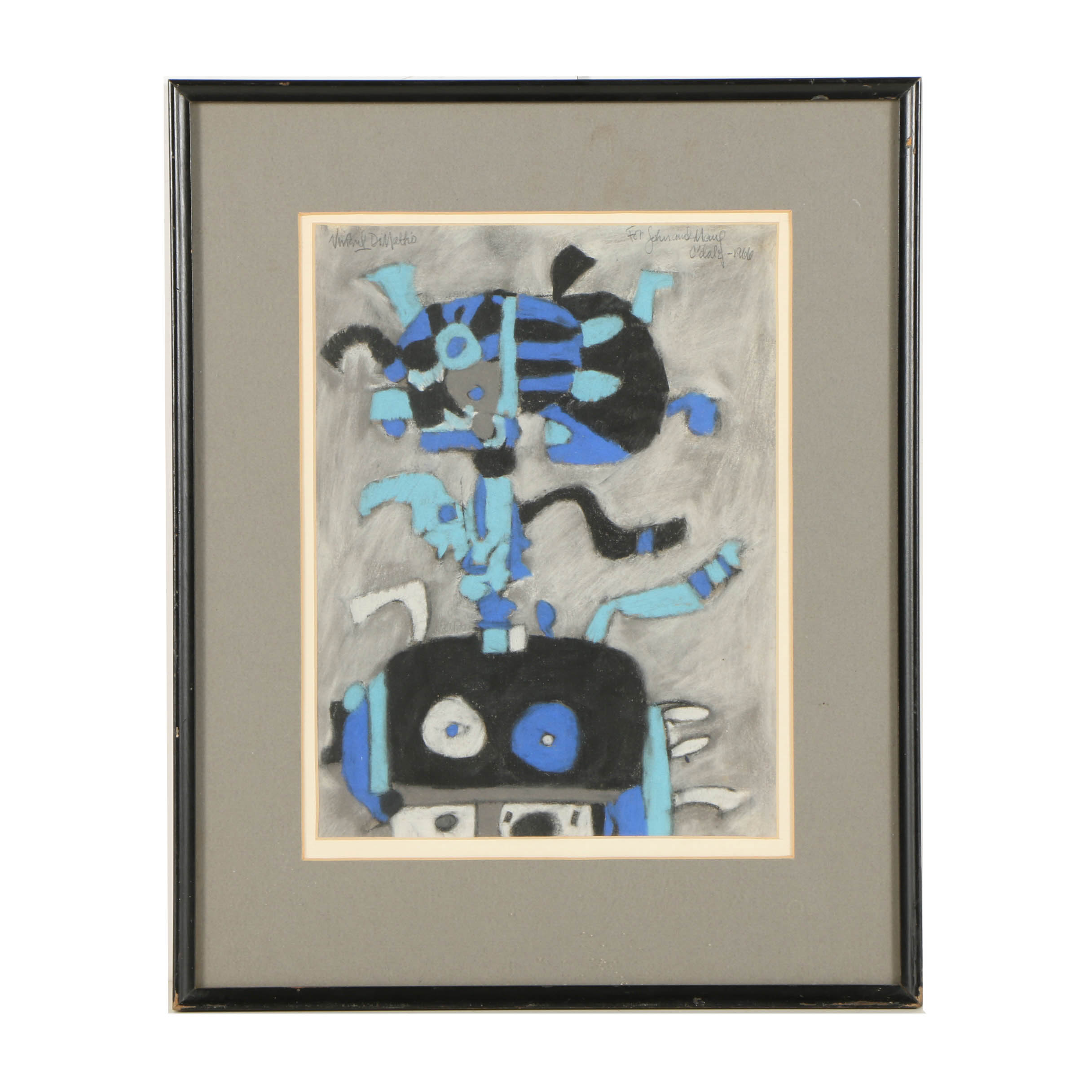 Vincent DiMattio Pastel Drawing on Paper of Abstract Figures