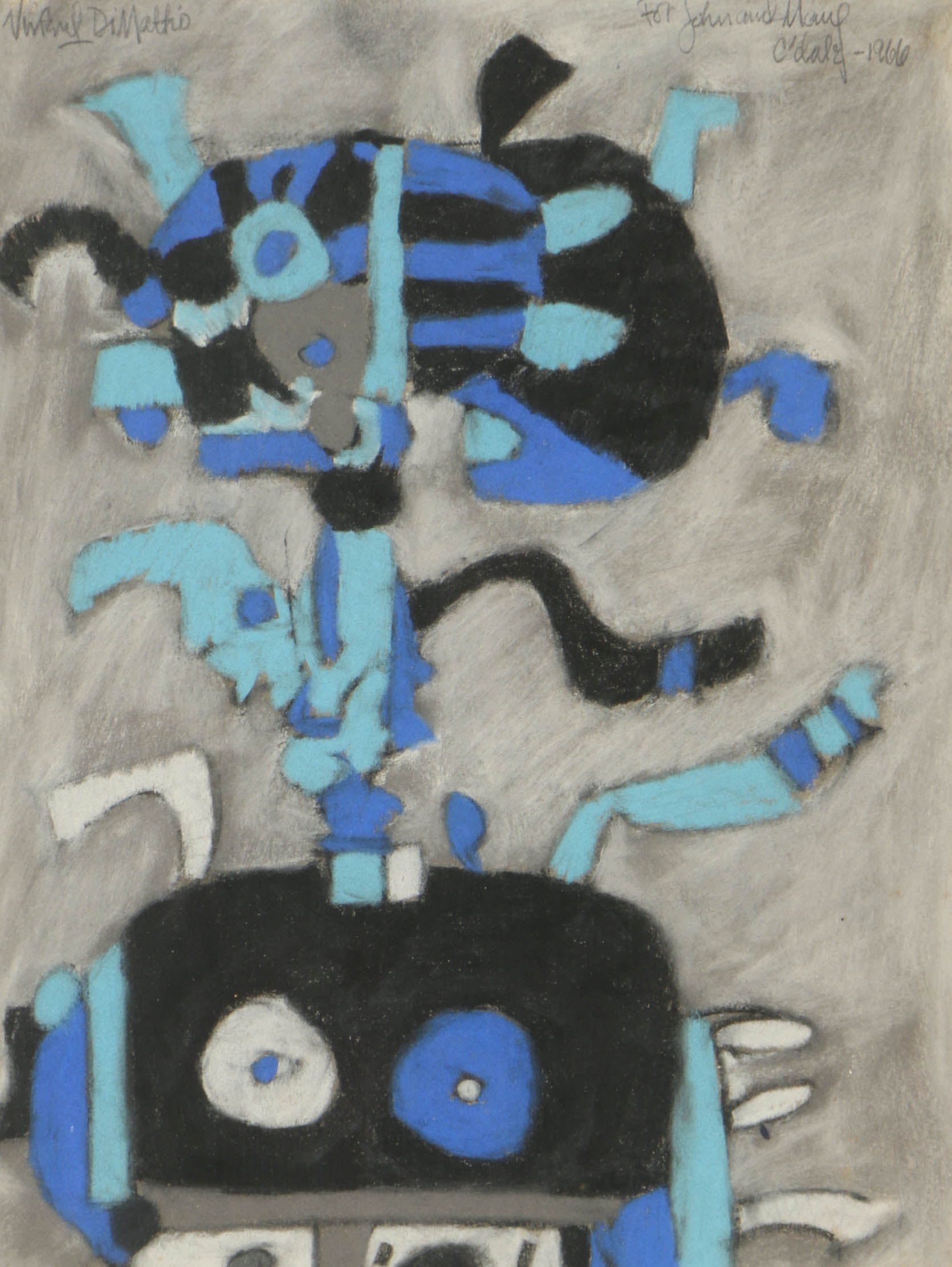 Vincent DiMattio Pastel Drawing on Paper of Abstract Figures