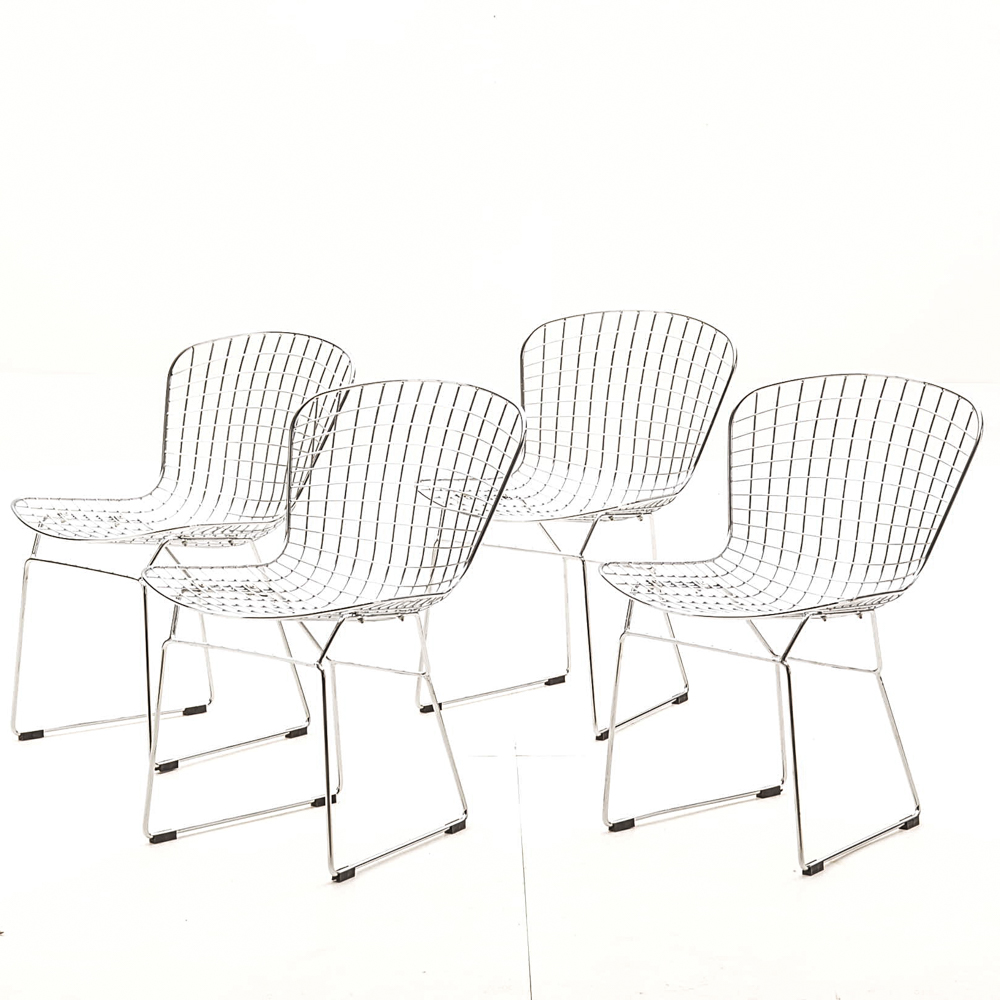 Four Bertoia Style Dining Chairs