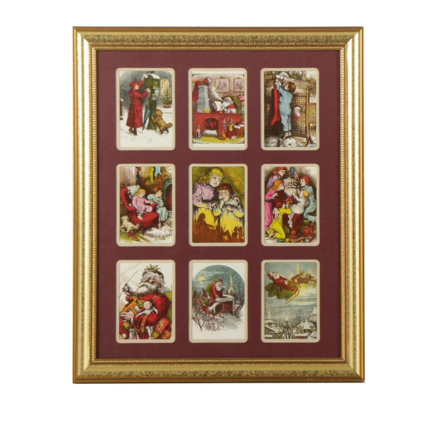 Mechanical Prints on Paper of Santa Claus and Children