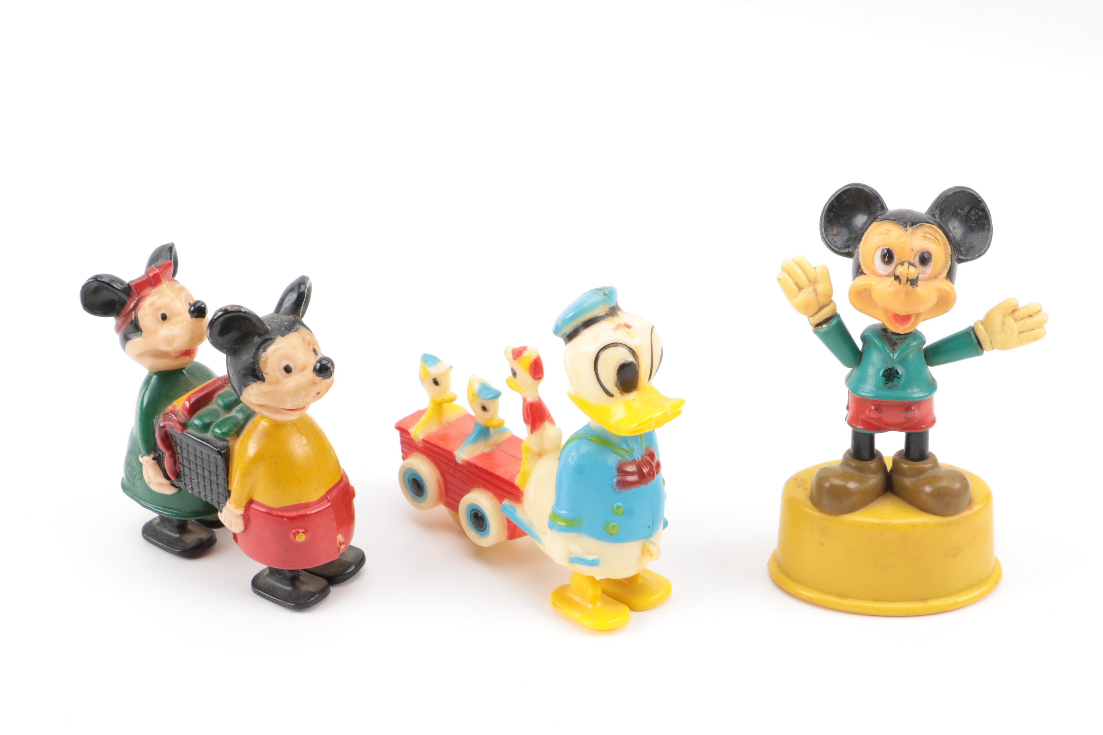 Assortment of Disney Plastic Figurines including Mickey, Minnie, Donald and More