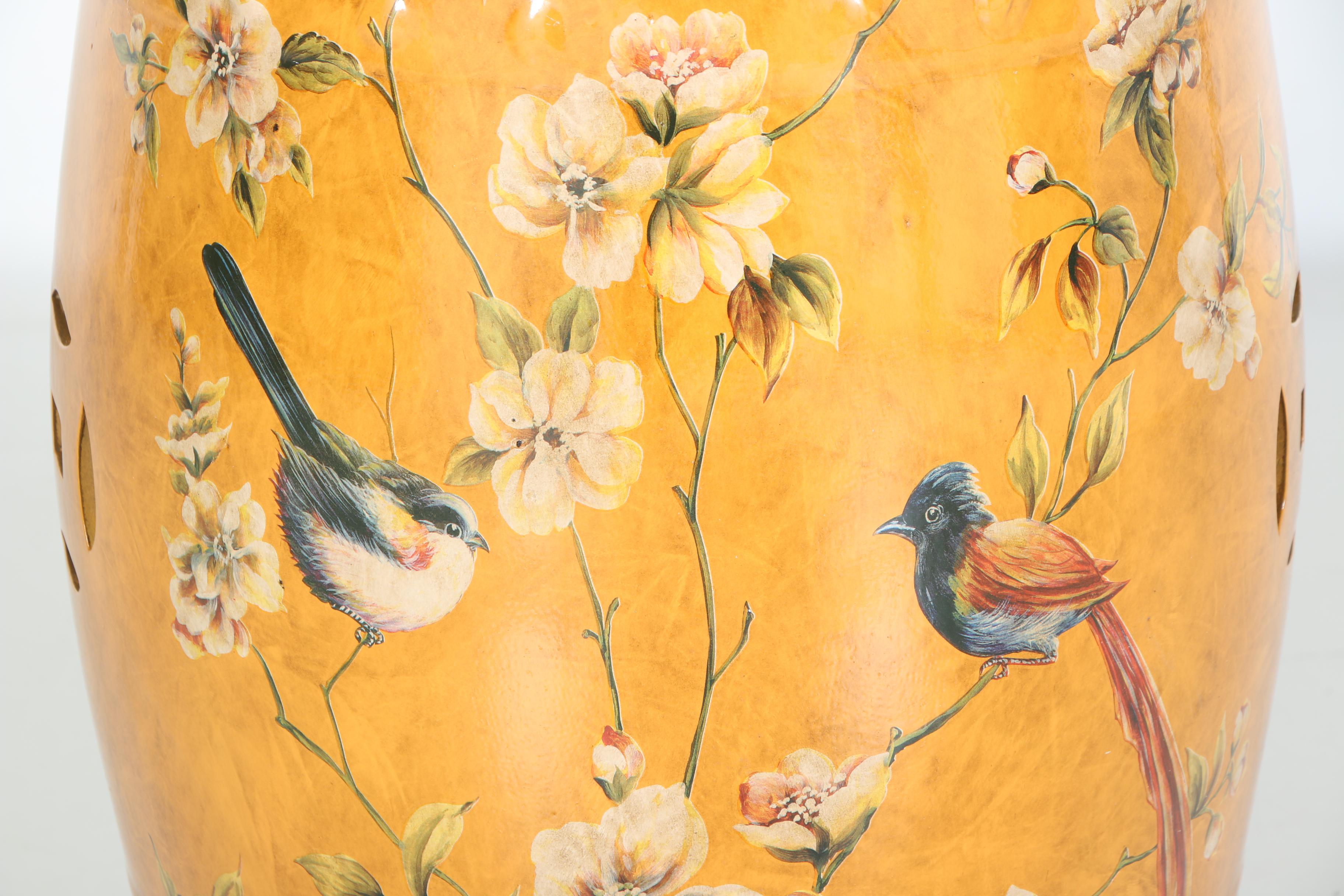 Chinese Orange Ceramic Garden Stool